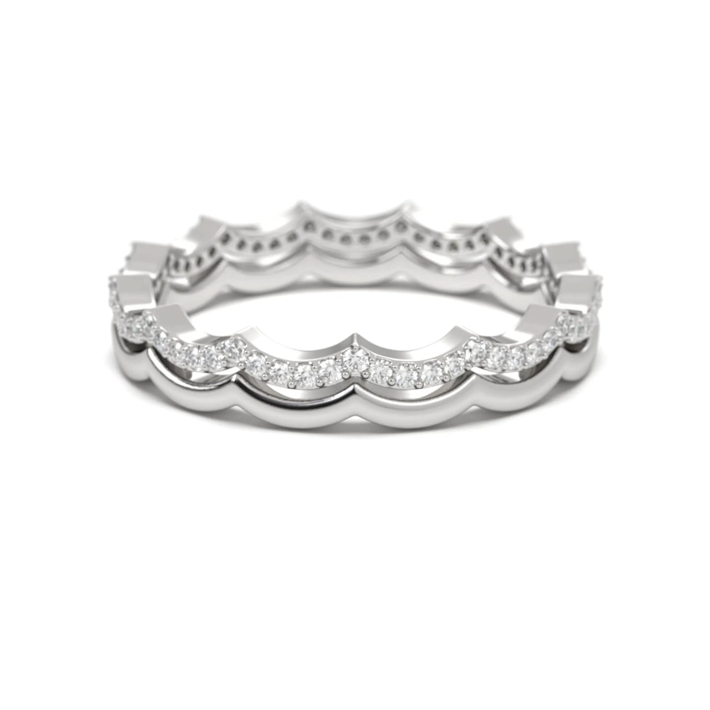 Scallop silver Diamond Band