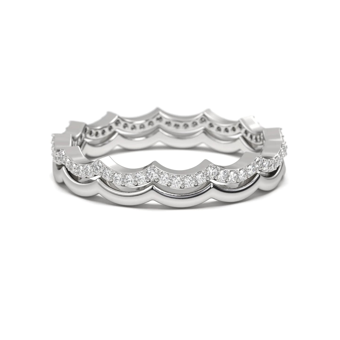 Scallop silver Diamond Band
