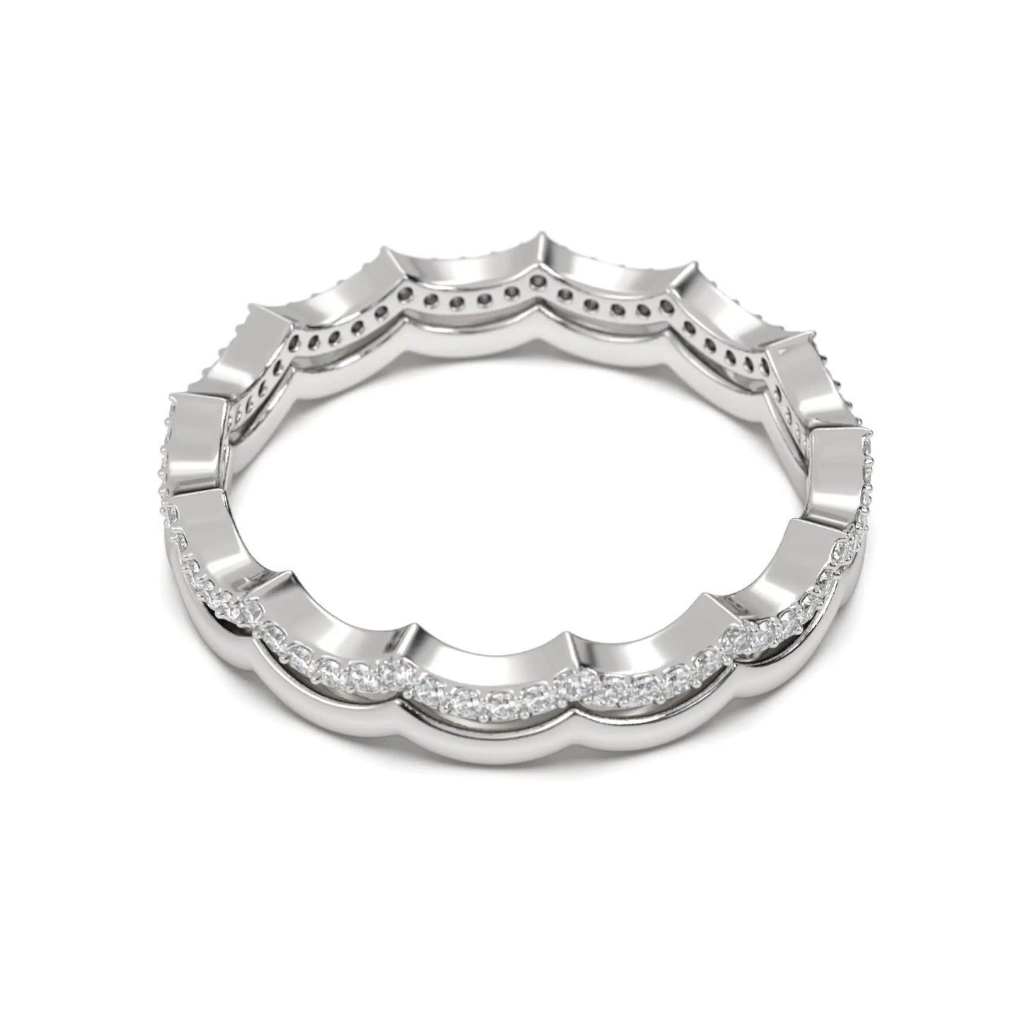 Scallop silver Diamond Band