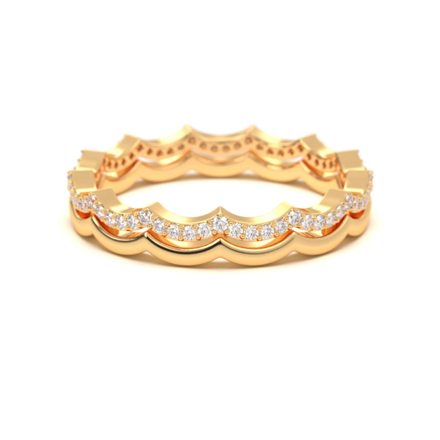 Scallop silver Diamond Band