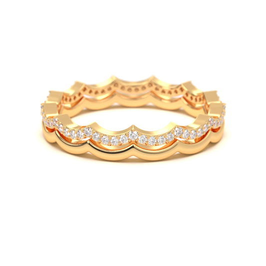 Scallop silver Diamond Band