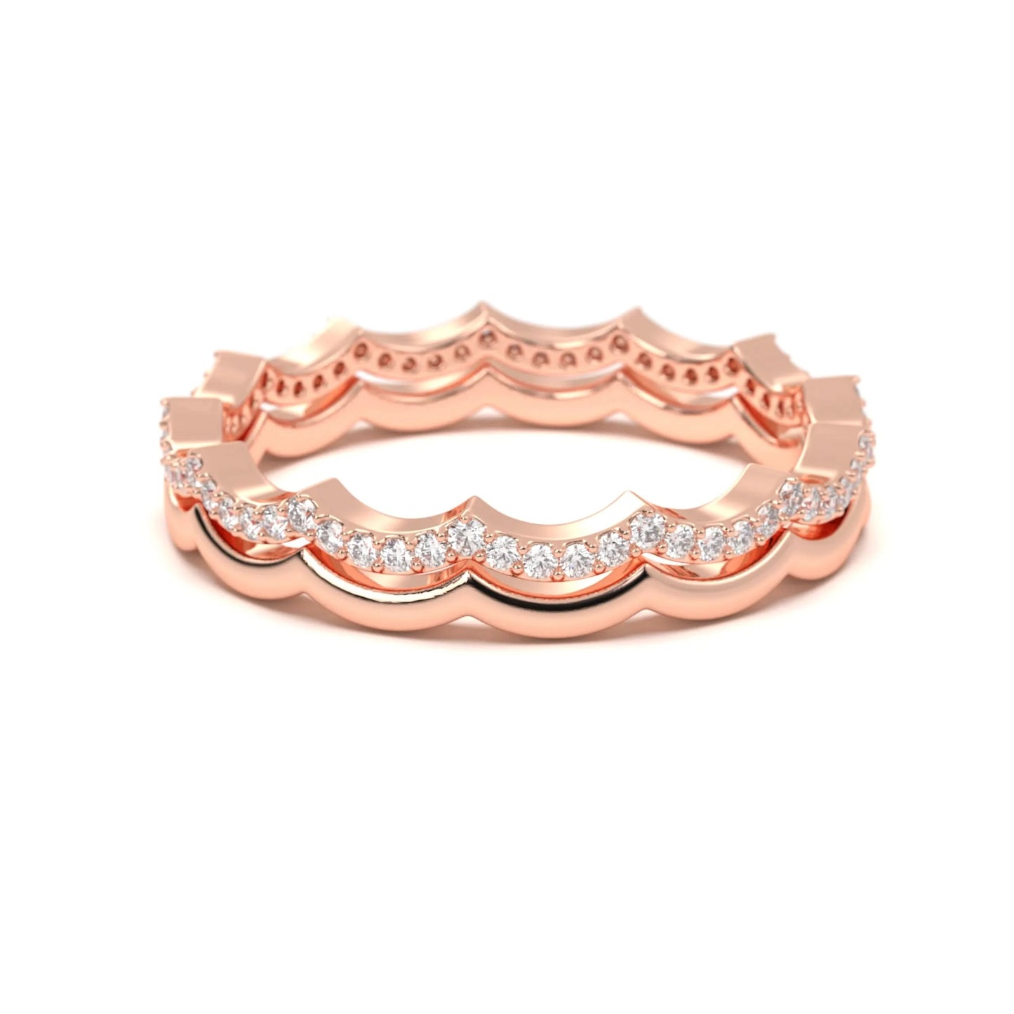 Scallop silver Diamond Band