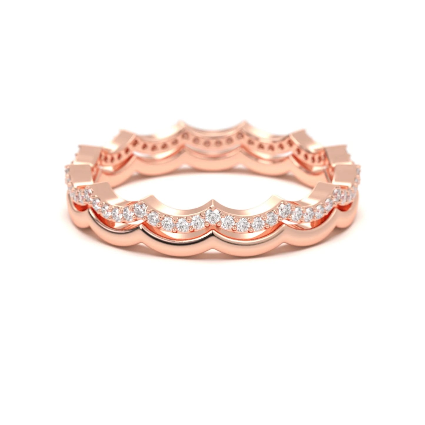 Scallop silver Diamond Band