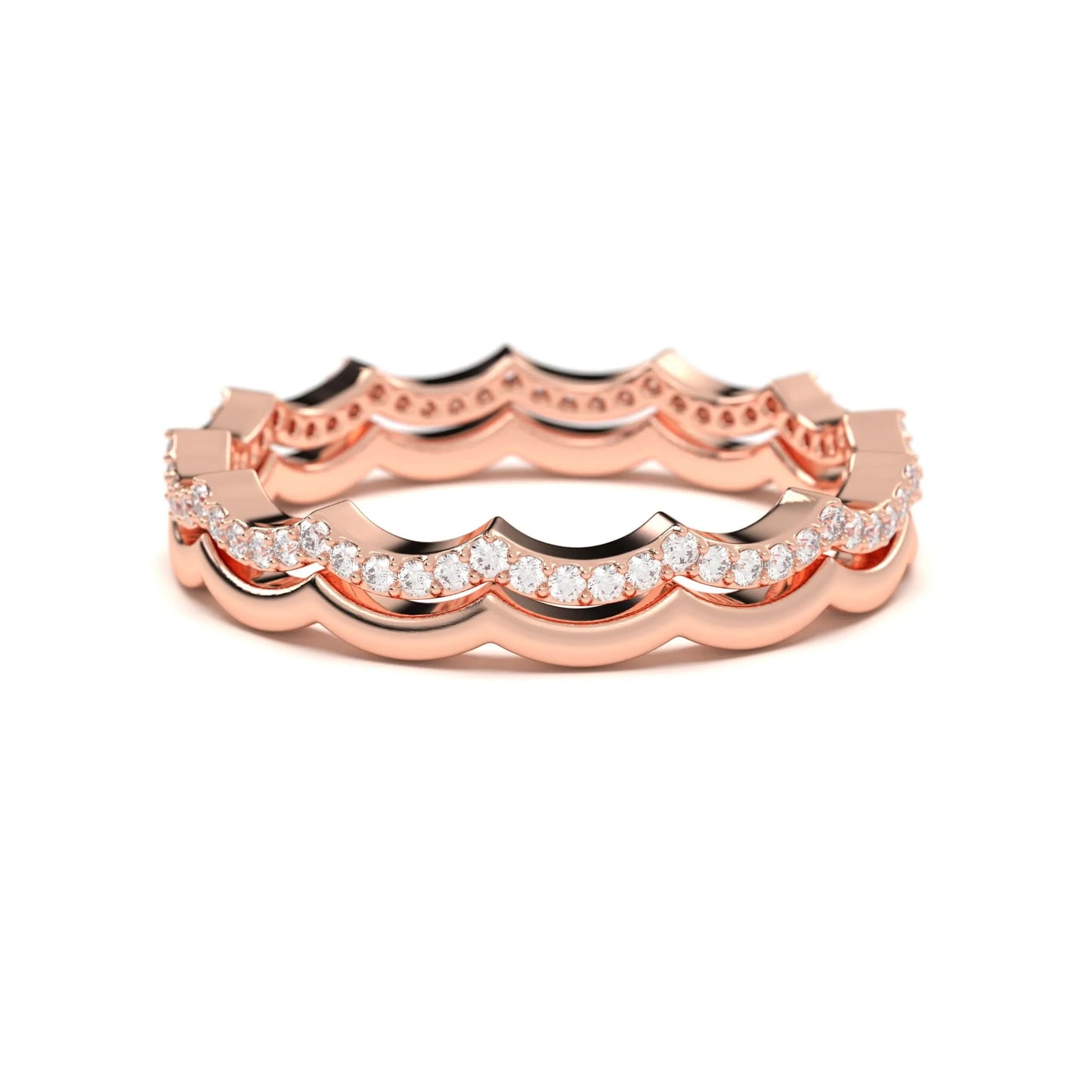 Scallop silver Diamond Band