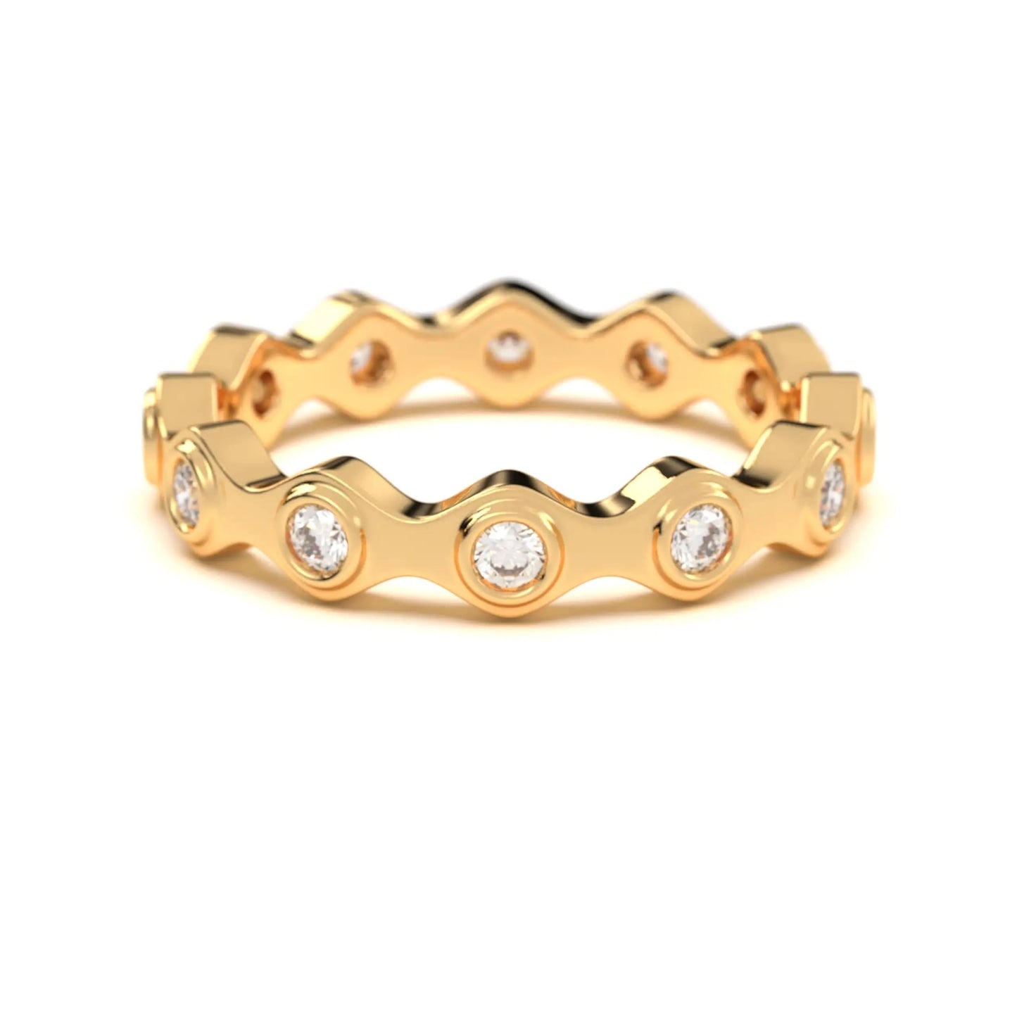 Wave silver Diamond Band Ring
