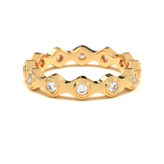 Wave silver Diamond Band Ring