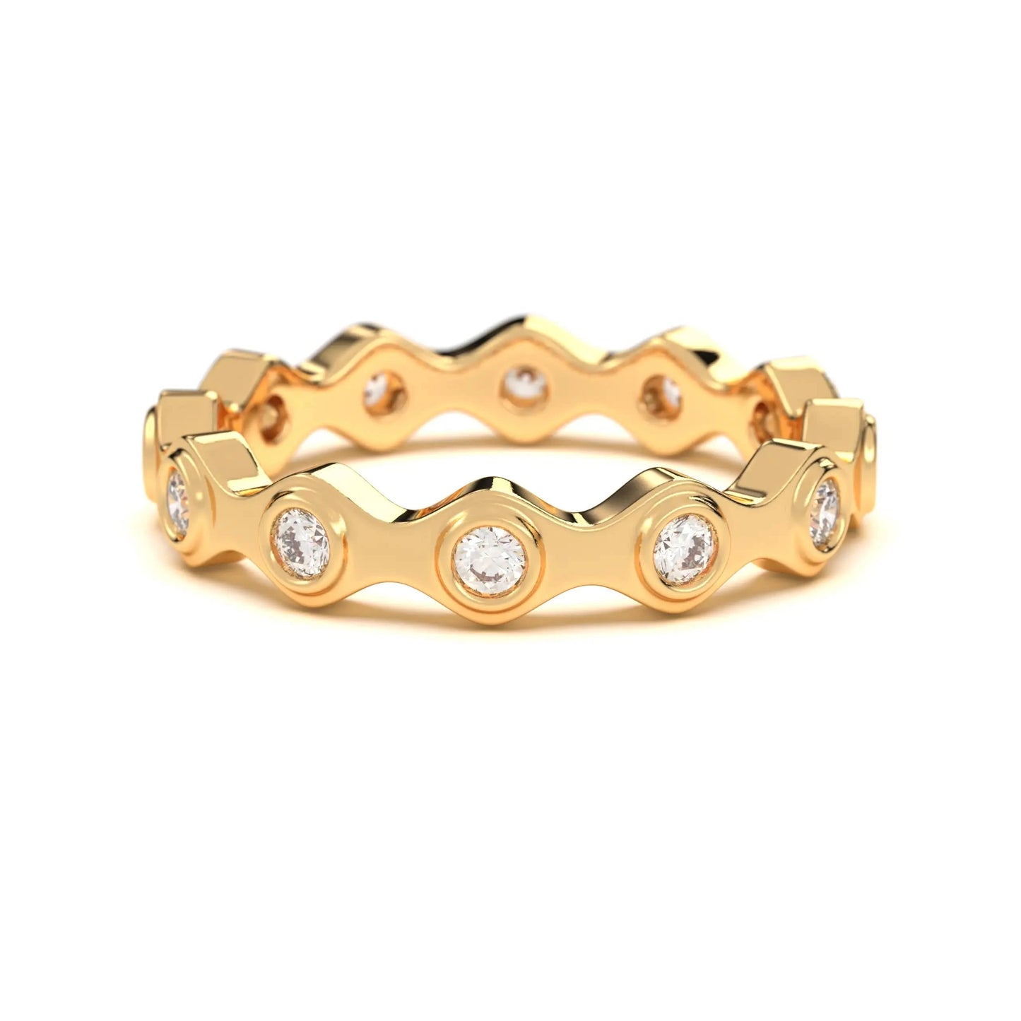 Wave silver Diamond Band Ring
