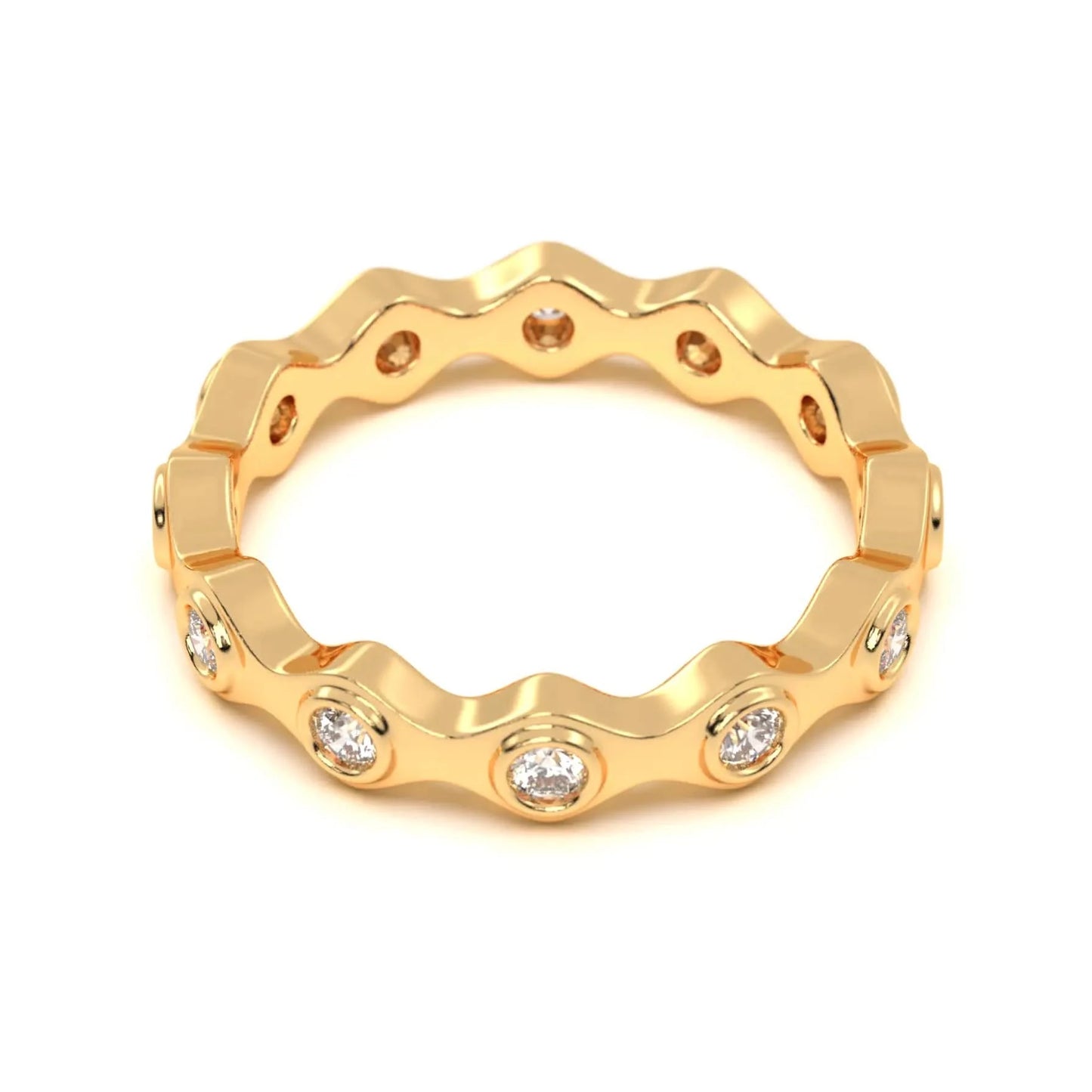 Wave silver Diamond Band Ring