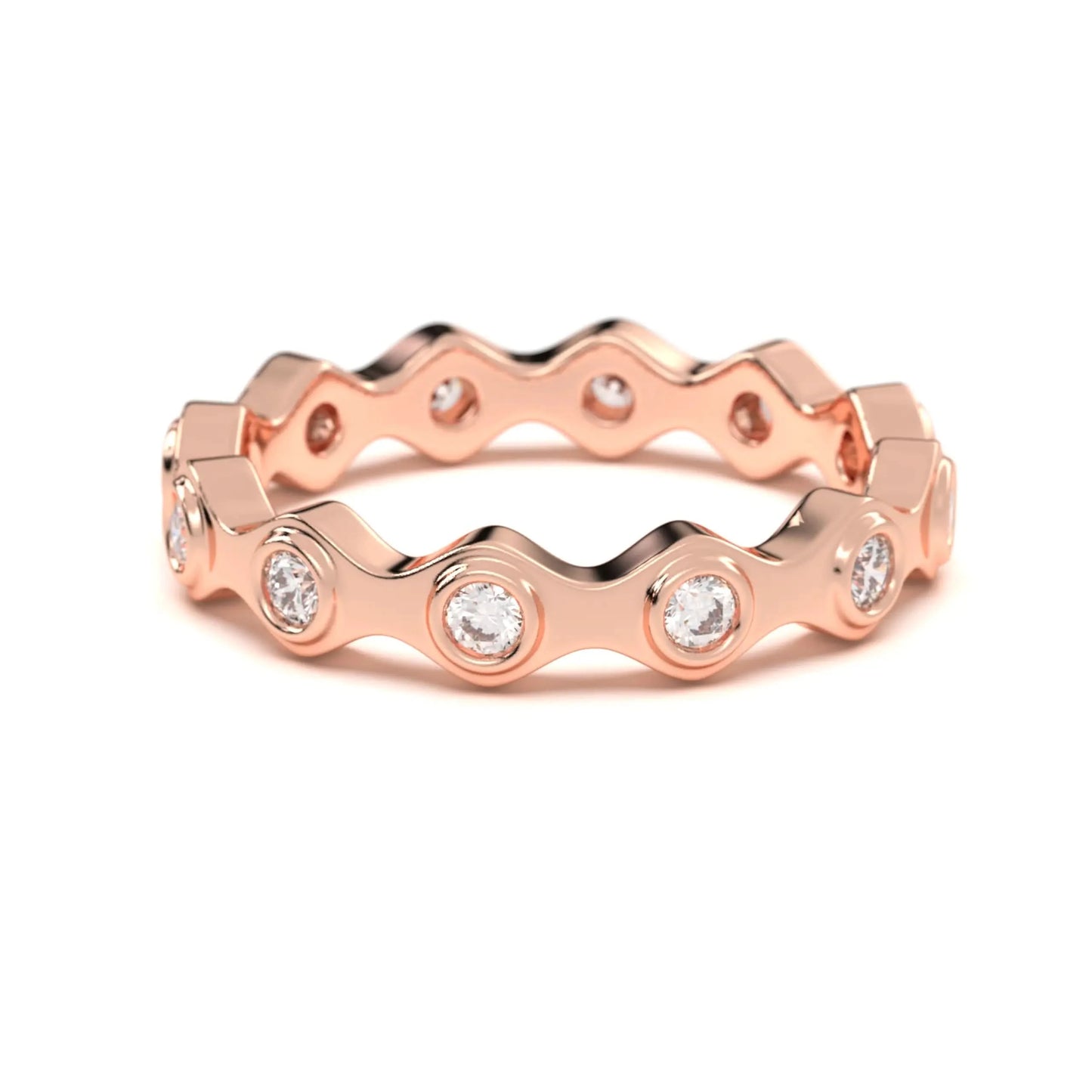 Wave silver Diamond Band Ring