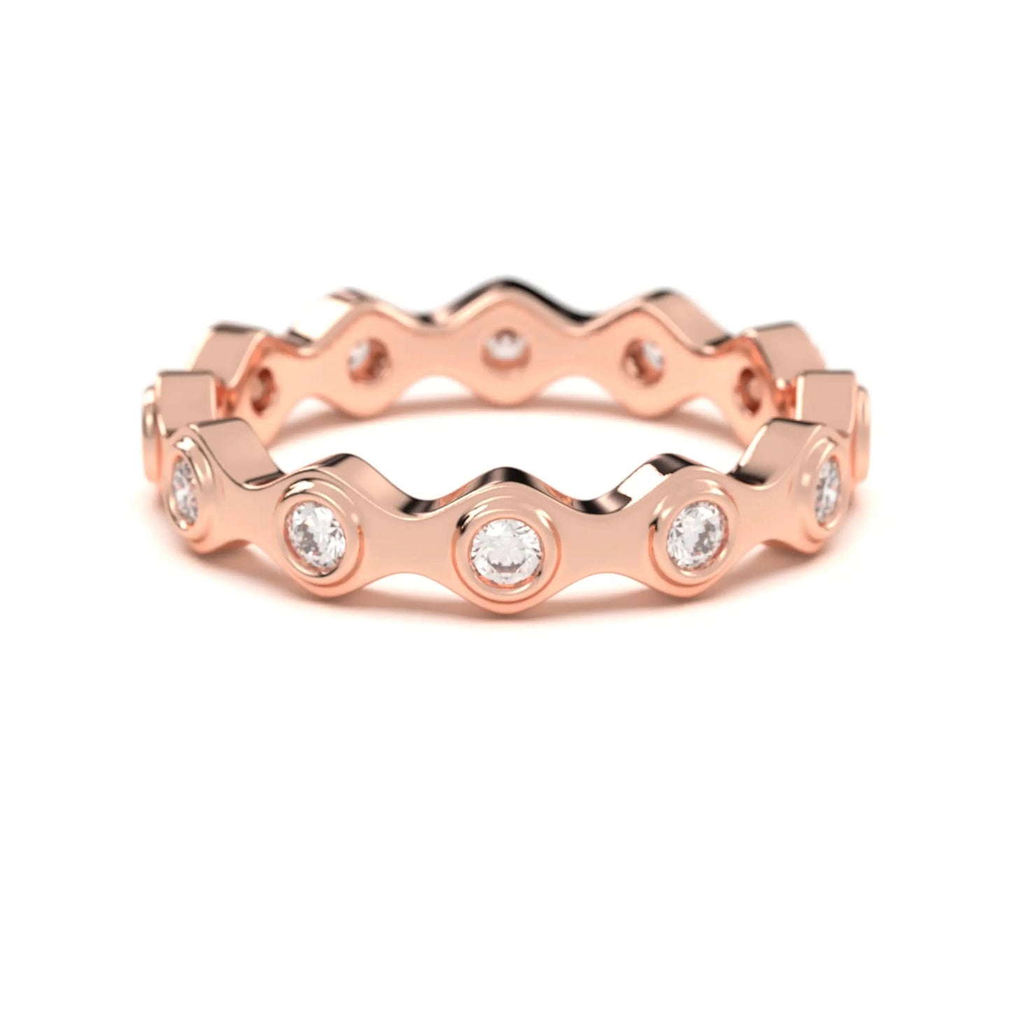 Wave silver Diamond Band Ring