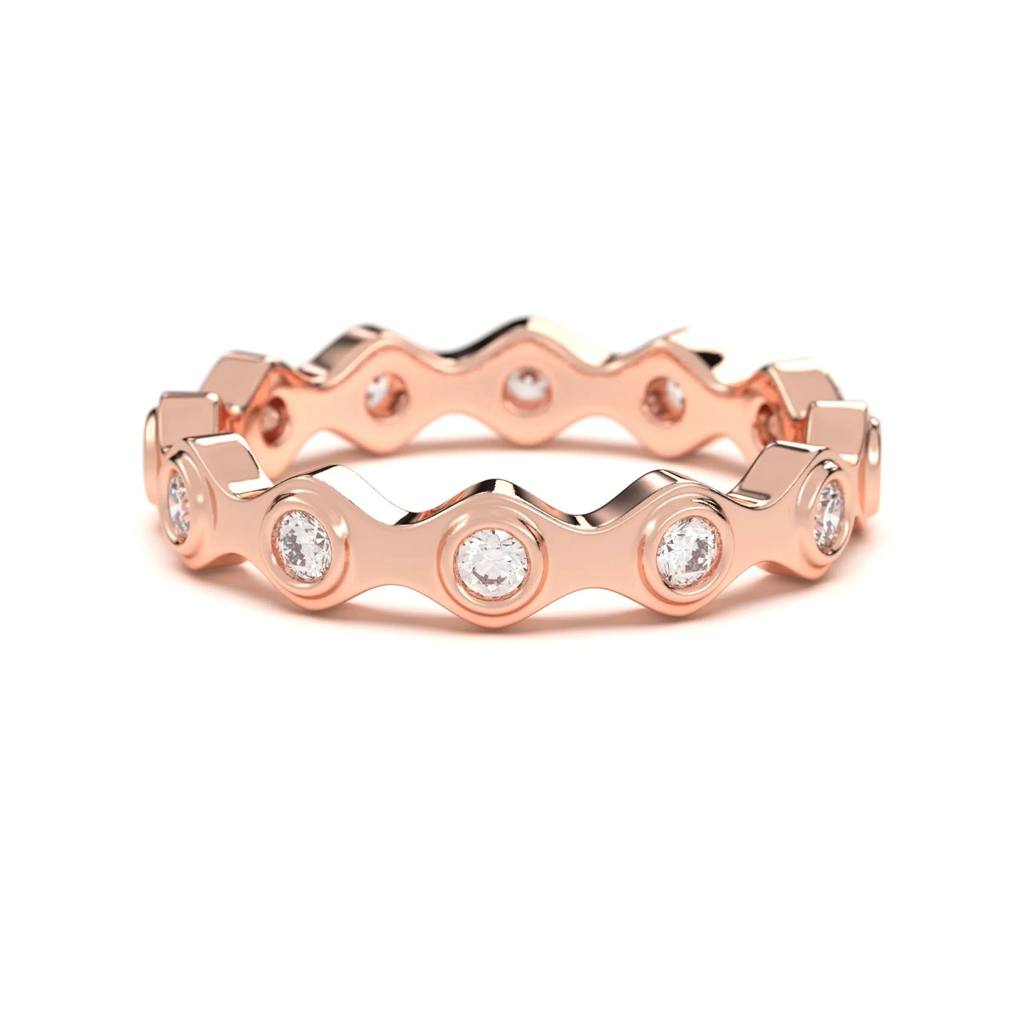 Wave silver Diamond Band Ring