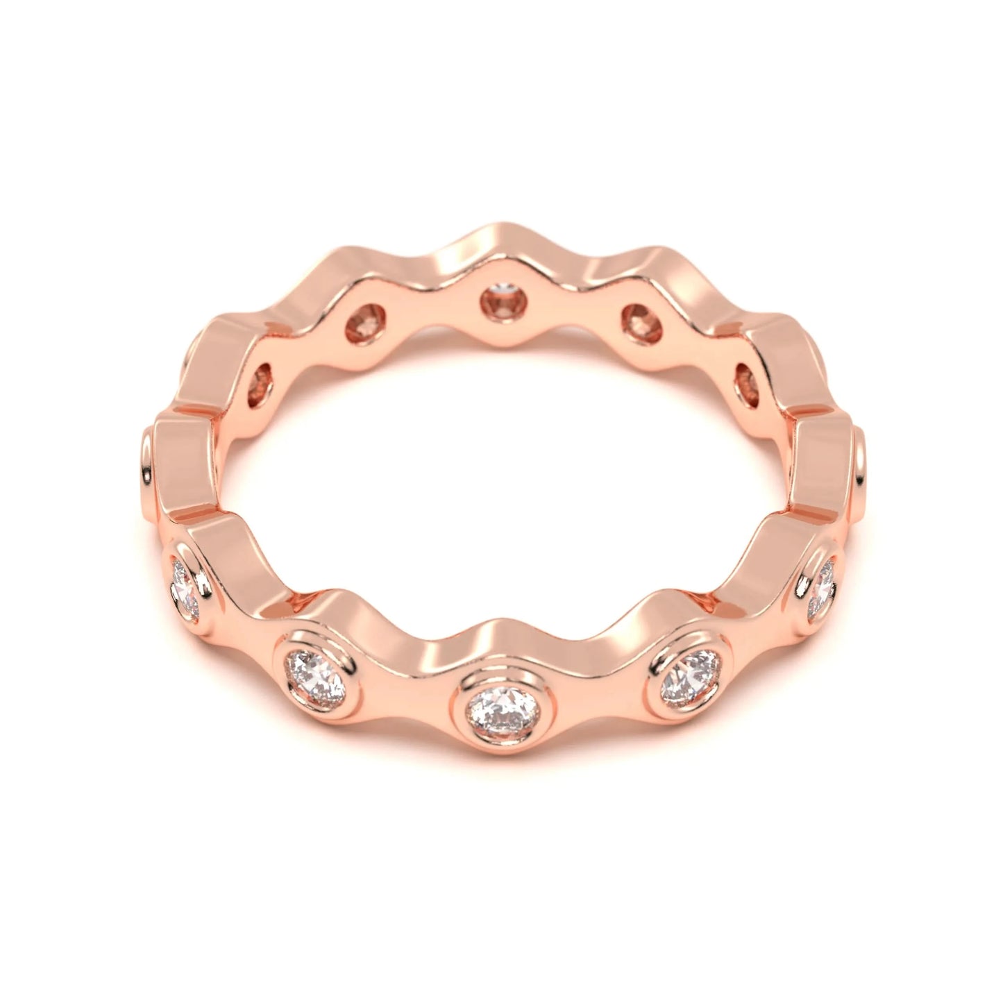 Wave silver Diamond Band Ring