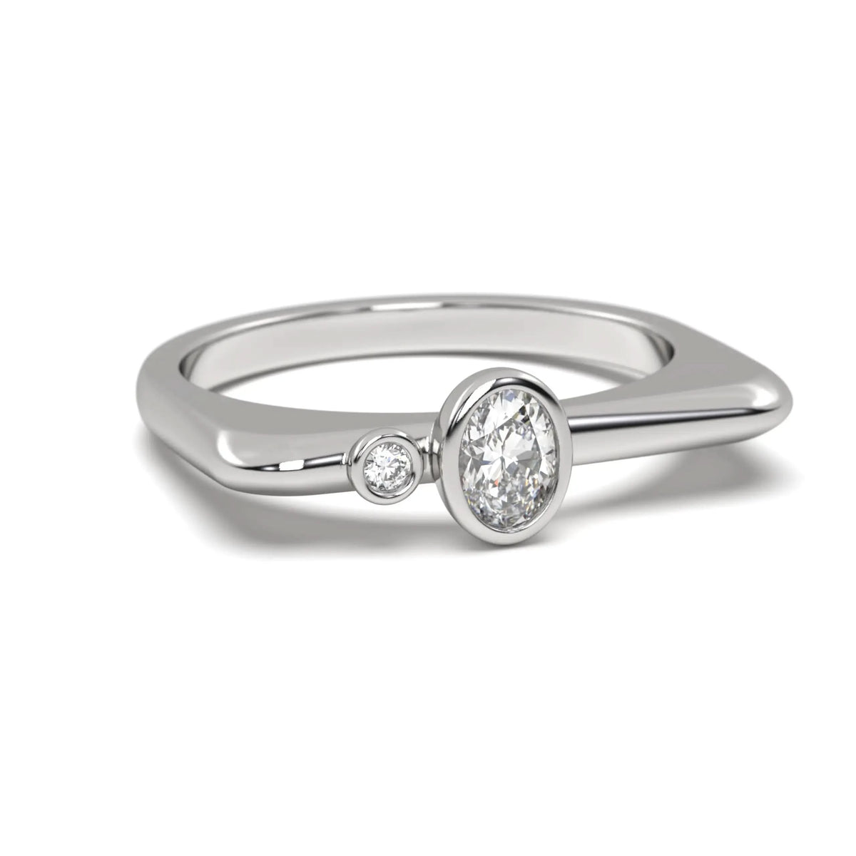 Minimal silver Oval Diamond Ring