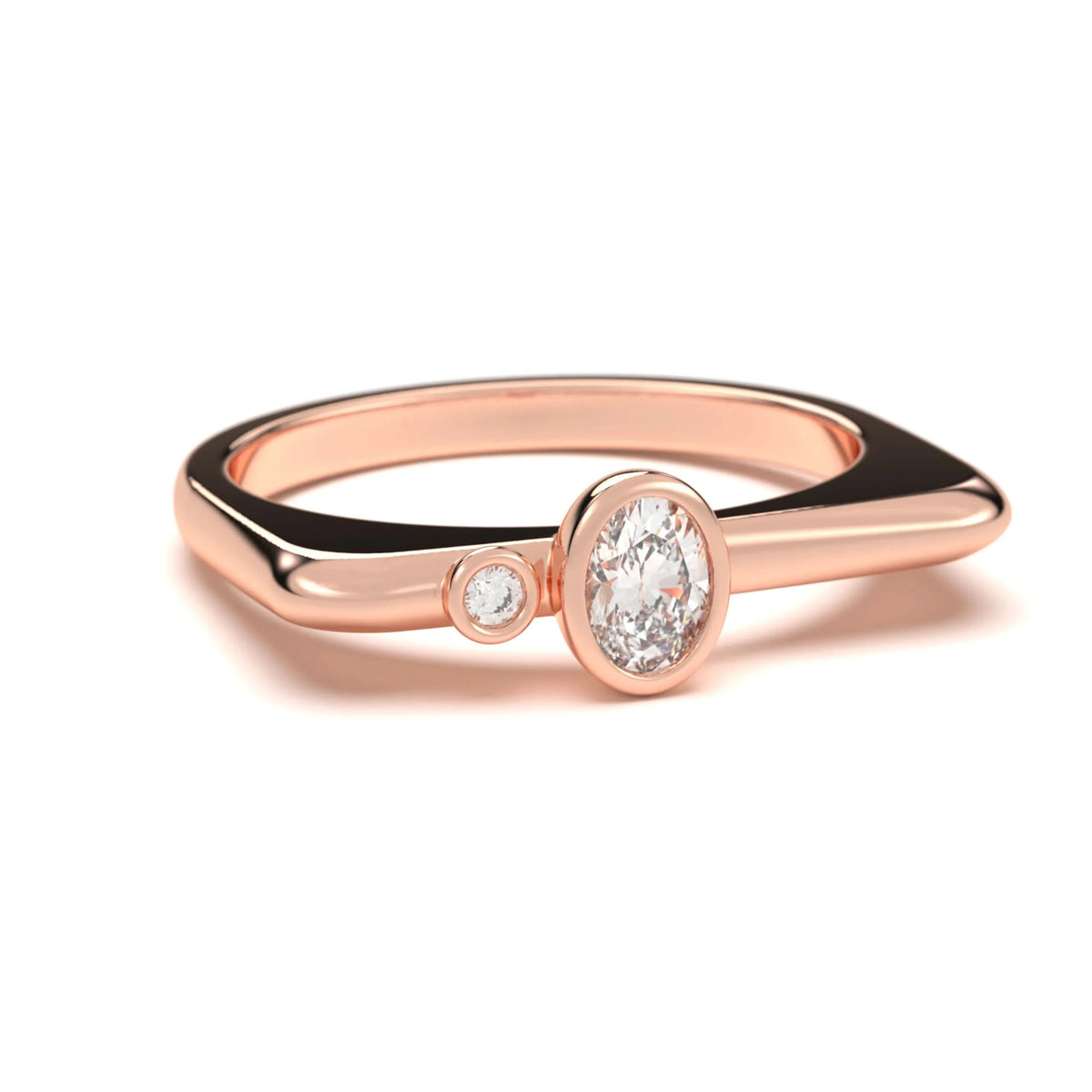 Minimal silver Oval Diamond Ring