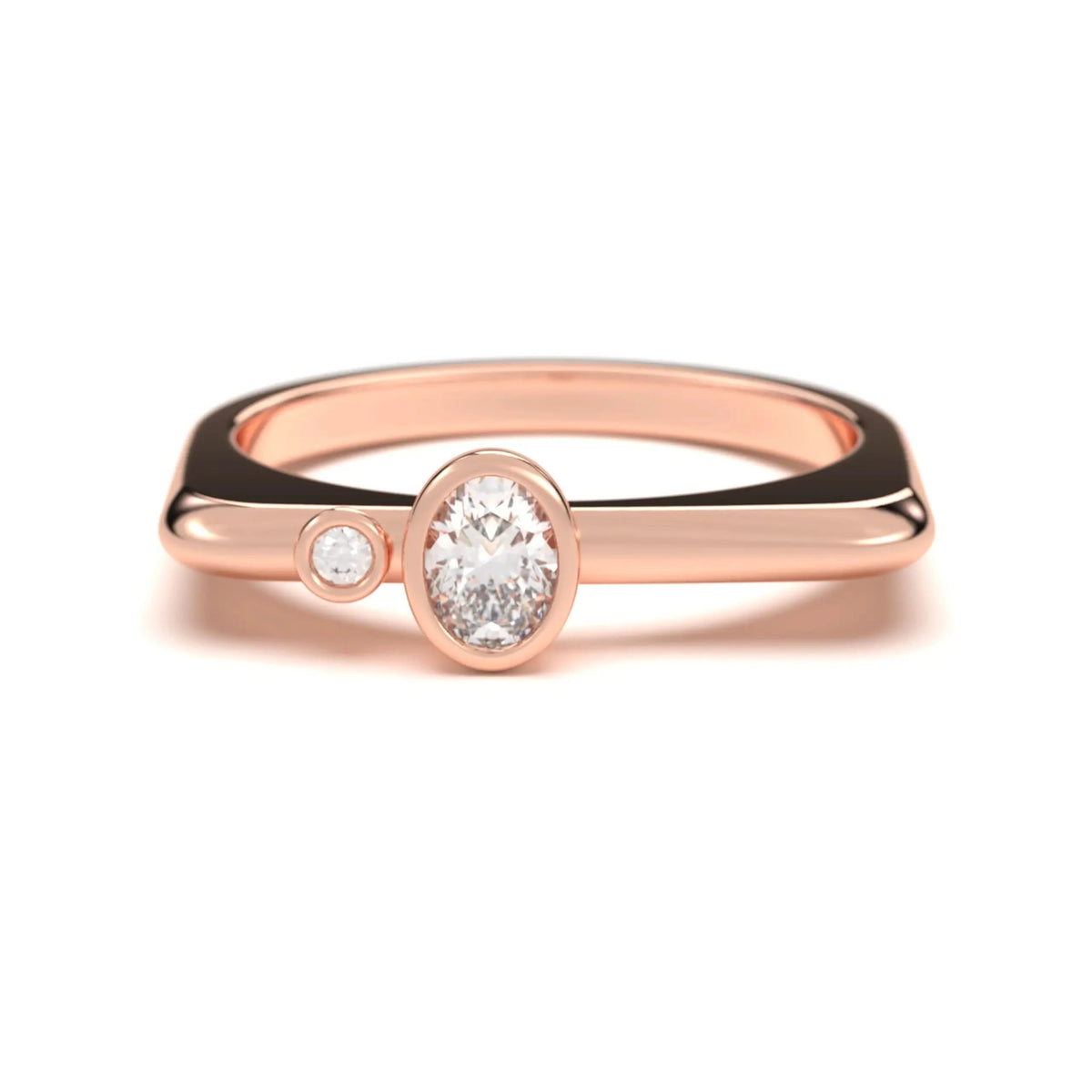 Minimal silver Oval Diamond Ring