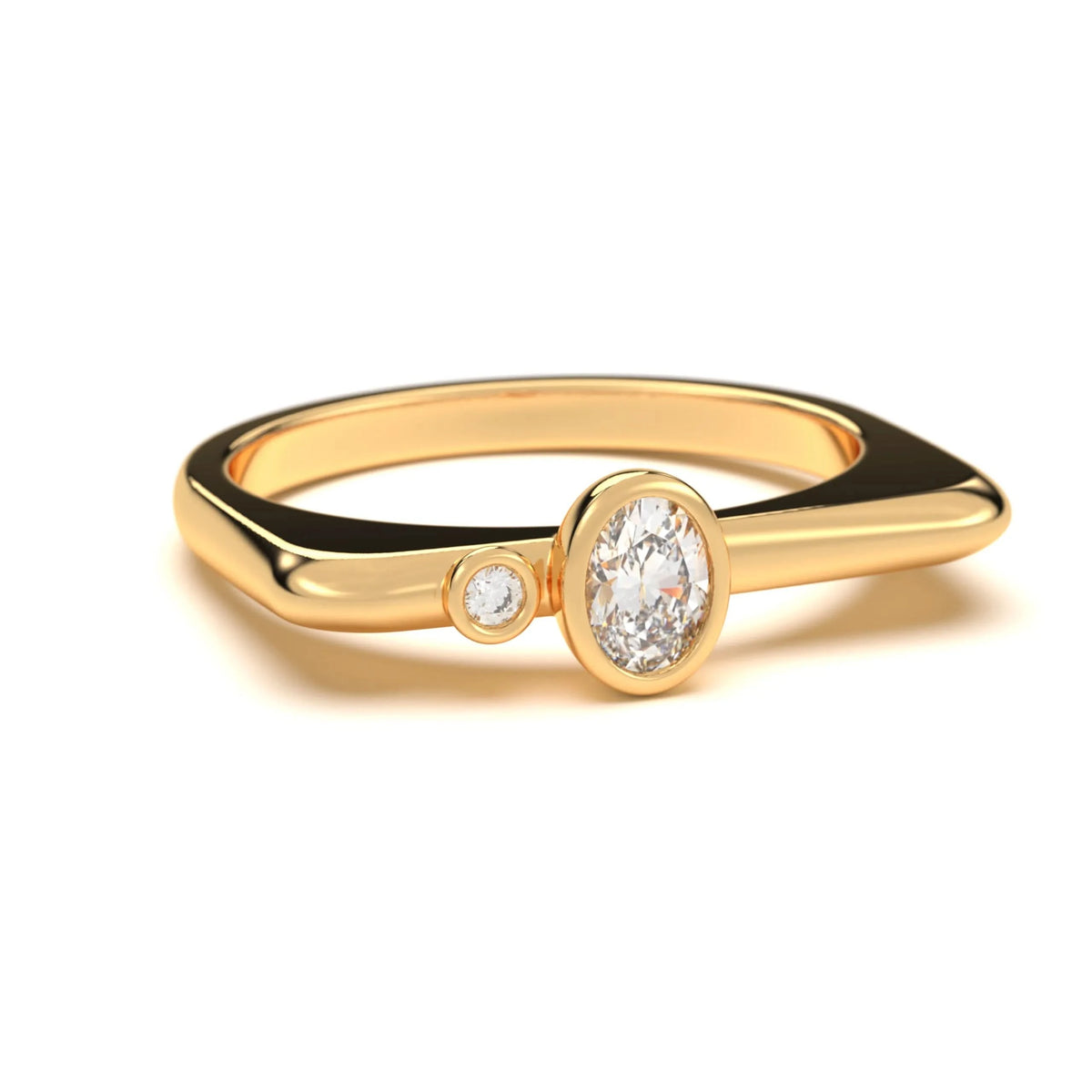 Minimal silver Oval Diamond Ring