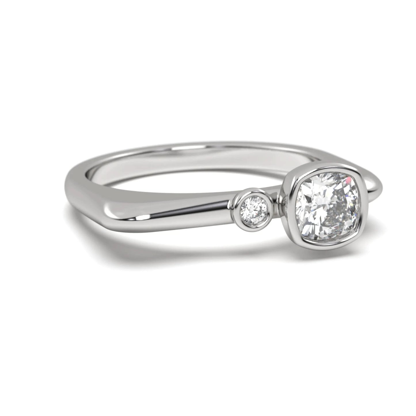 silver Cushion Solitaire Ring