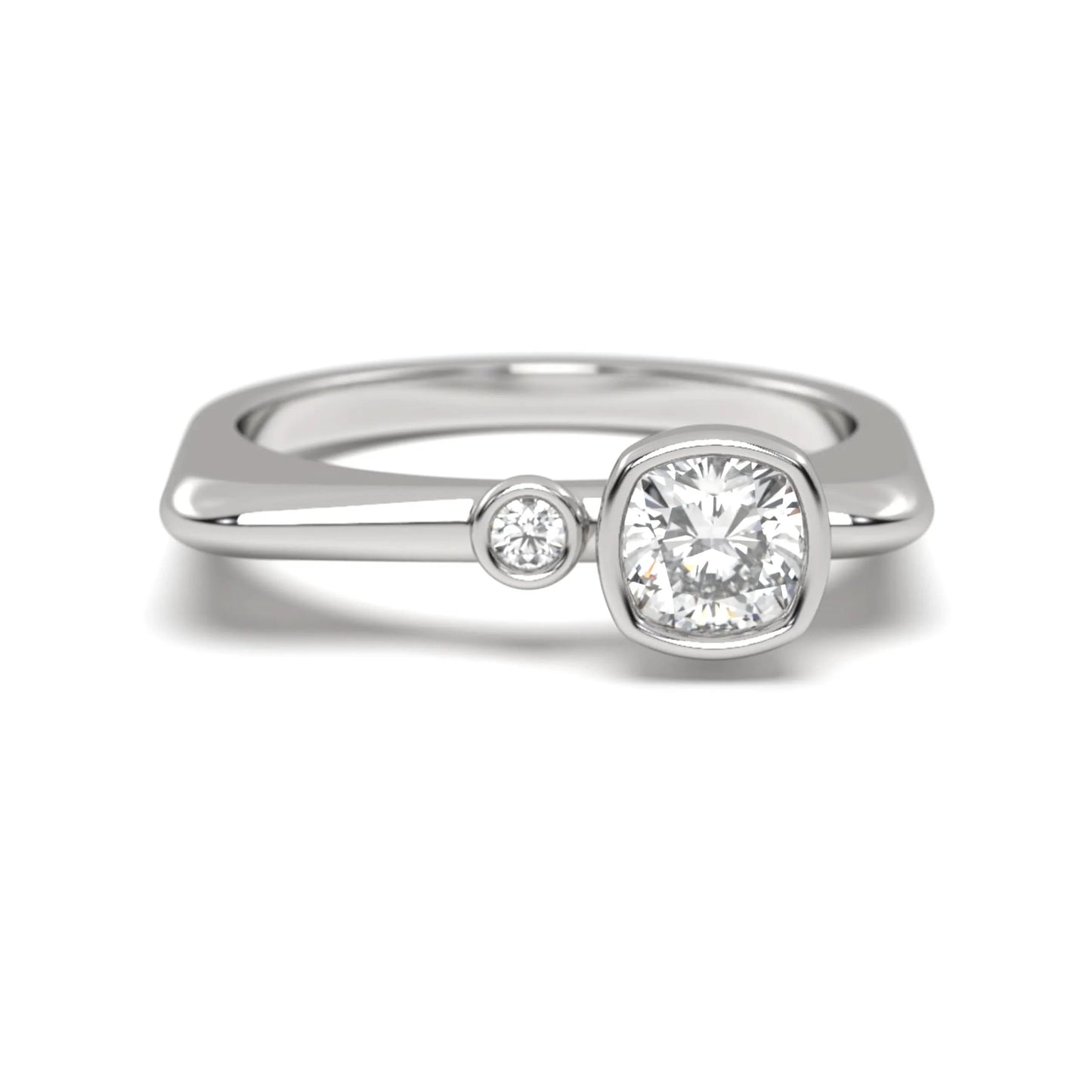silver Cushion Solitaire Ring