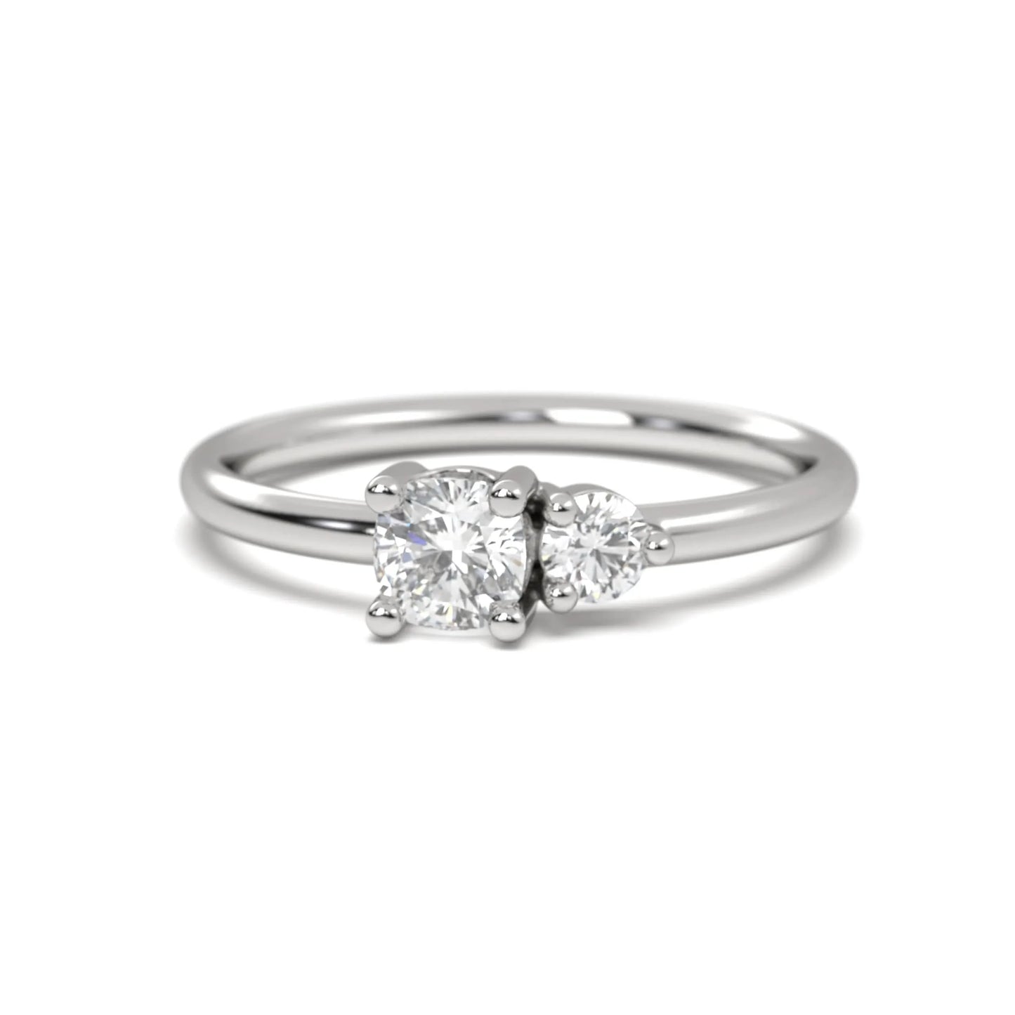 Classic silver Two-Stone Diamond Ring