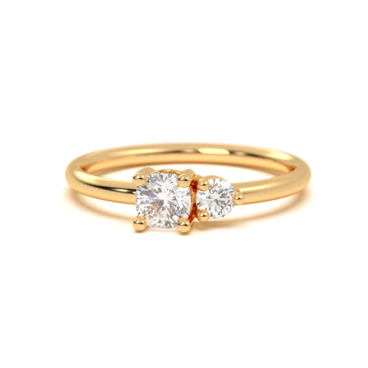 Classic silver Two-Stone Diamond Ring