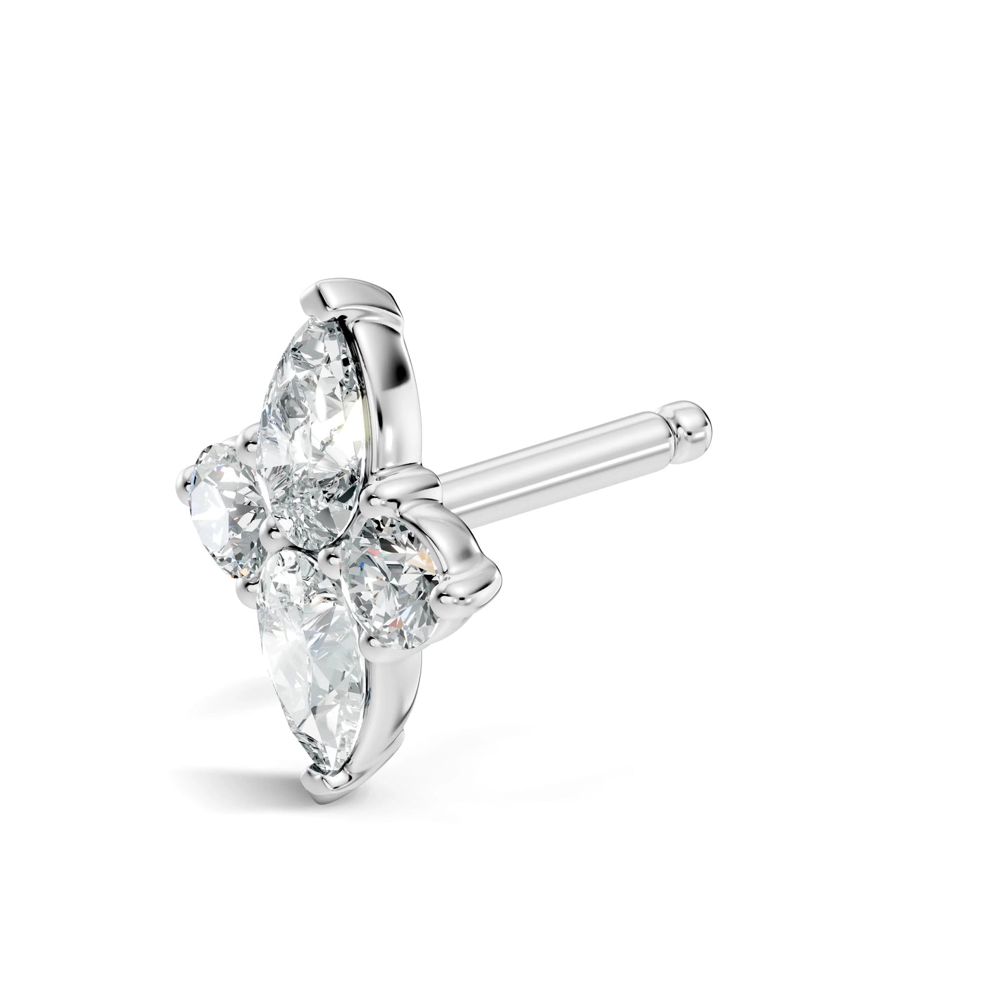 silver Royal Cluster Nose Pin