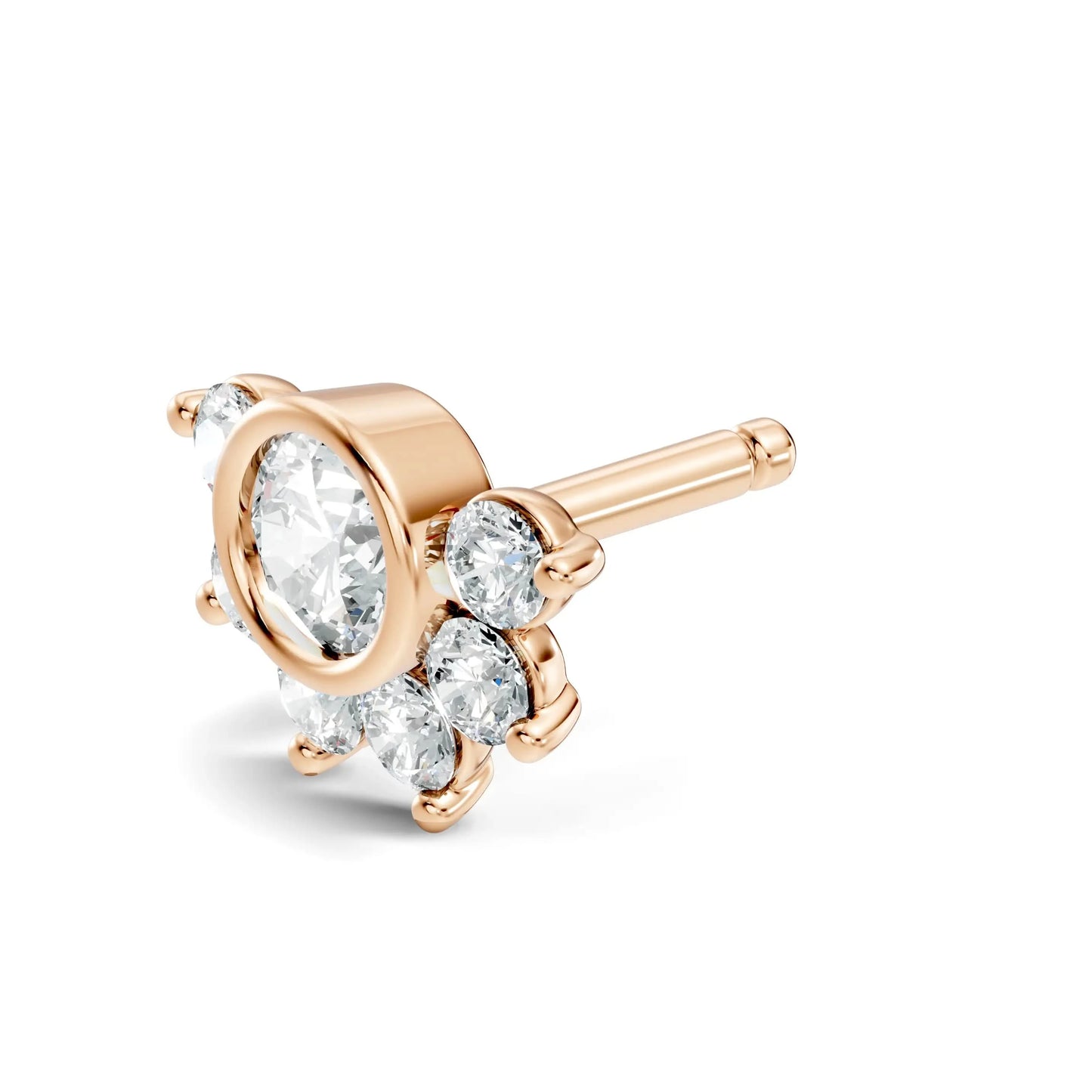 silver Diamond Blossom Nose Pin