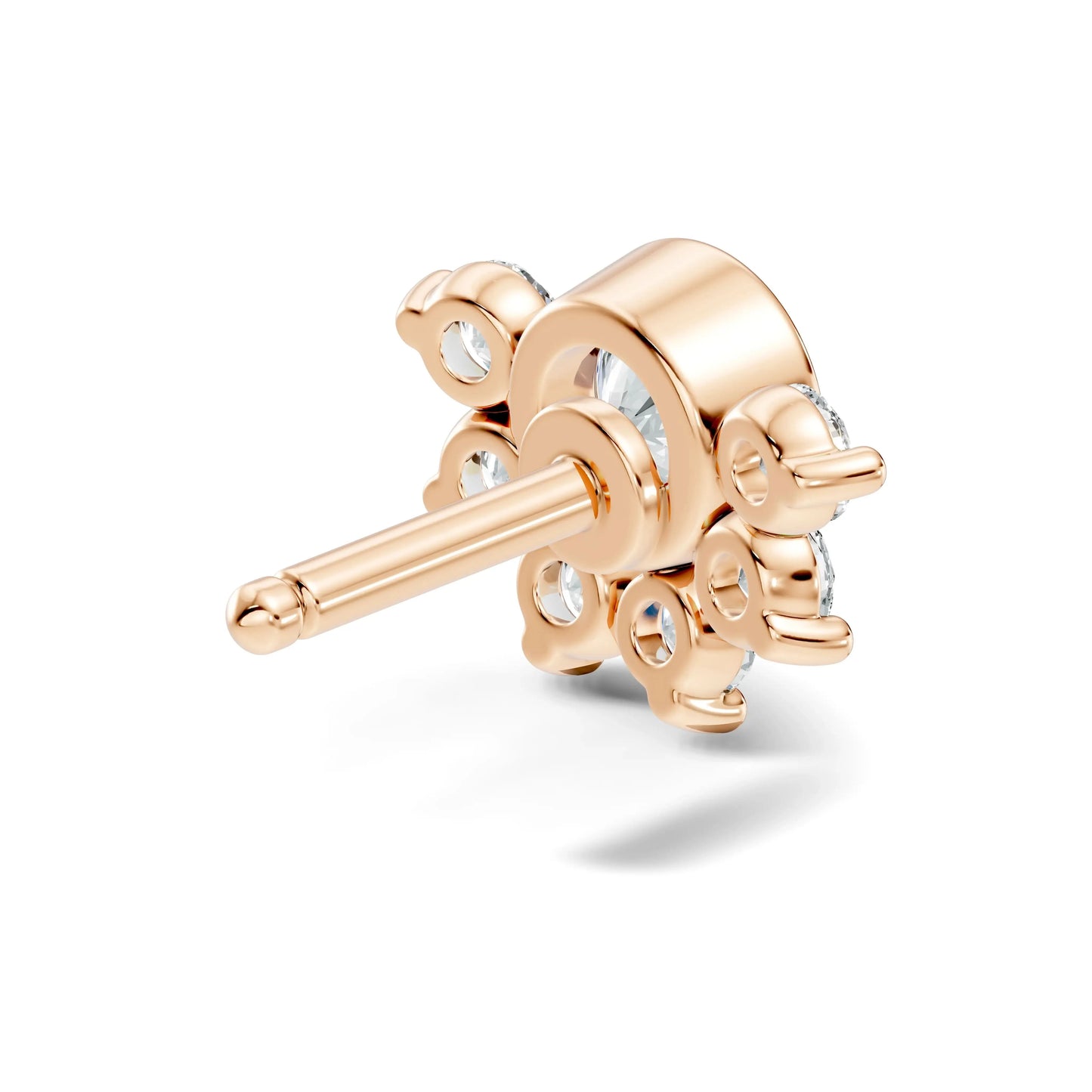 silver Diamond Blossom Nose Pin