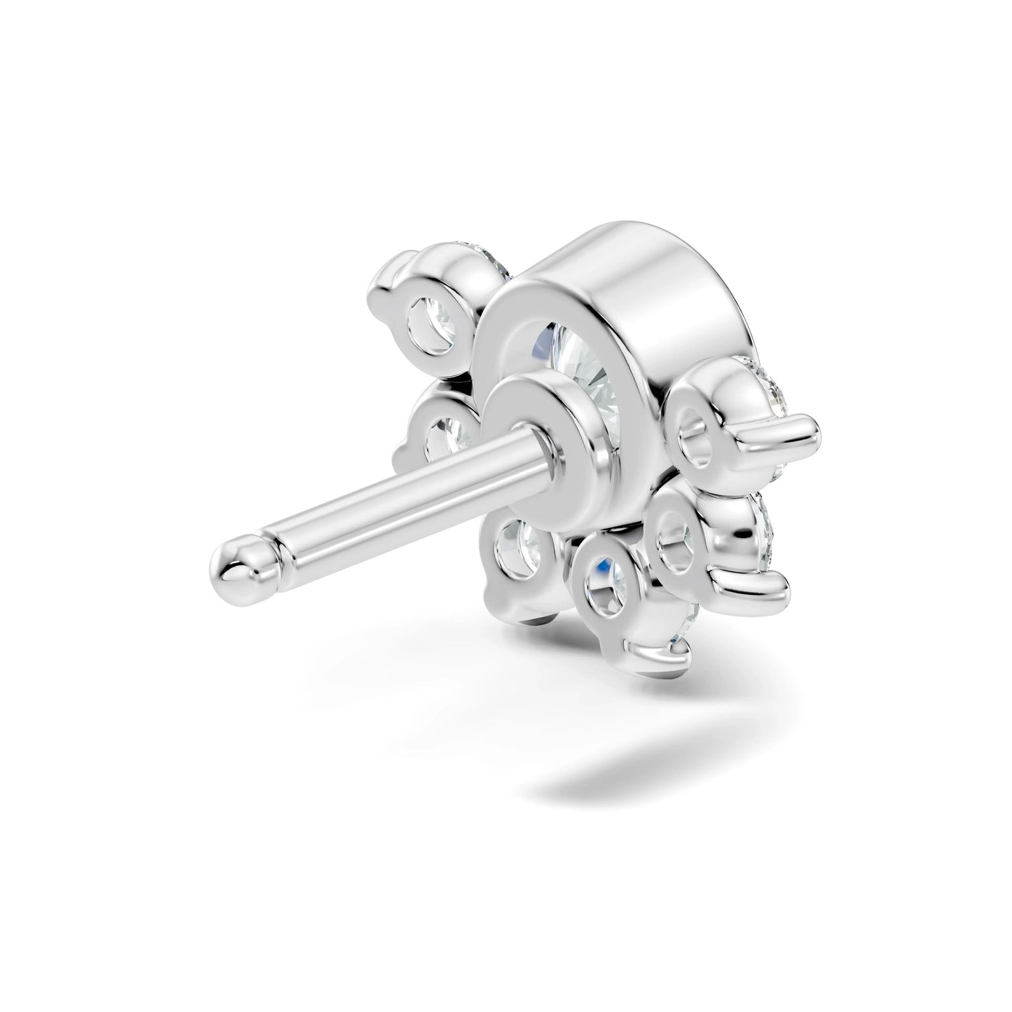 silver Diamond Blossom Nose Pin