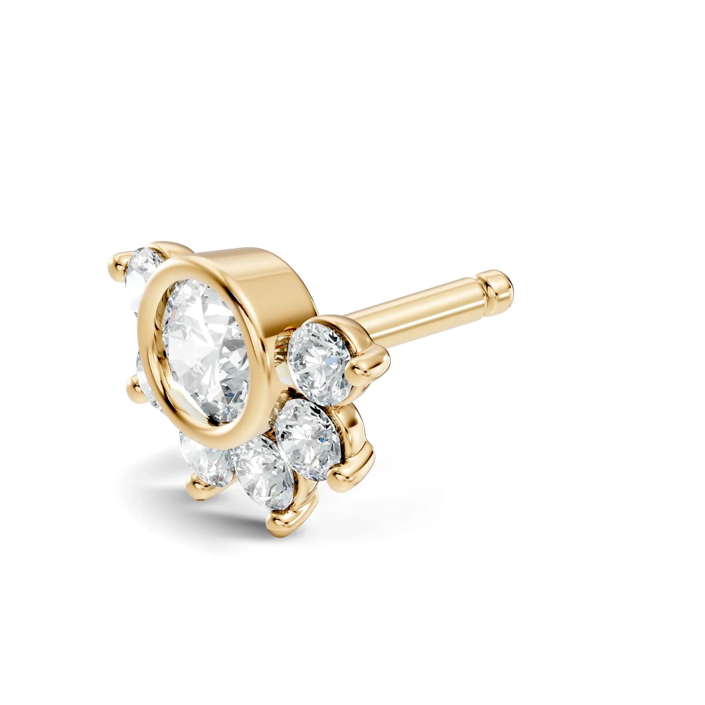 silver Diamond Blossom Nose Pin