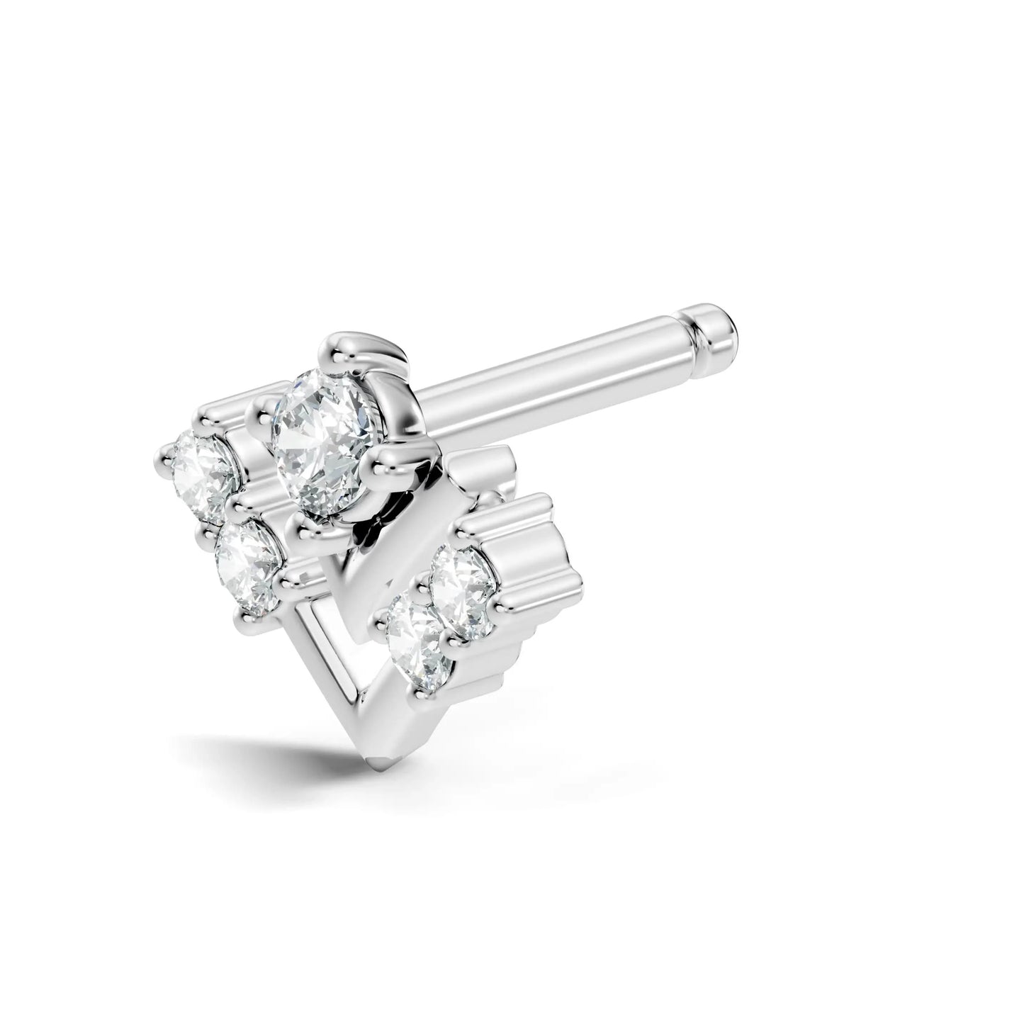 silver V-Glow Diamond Nose Pin