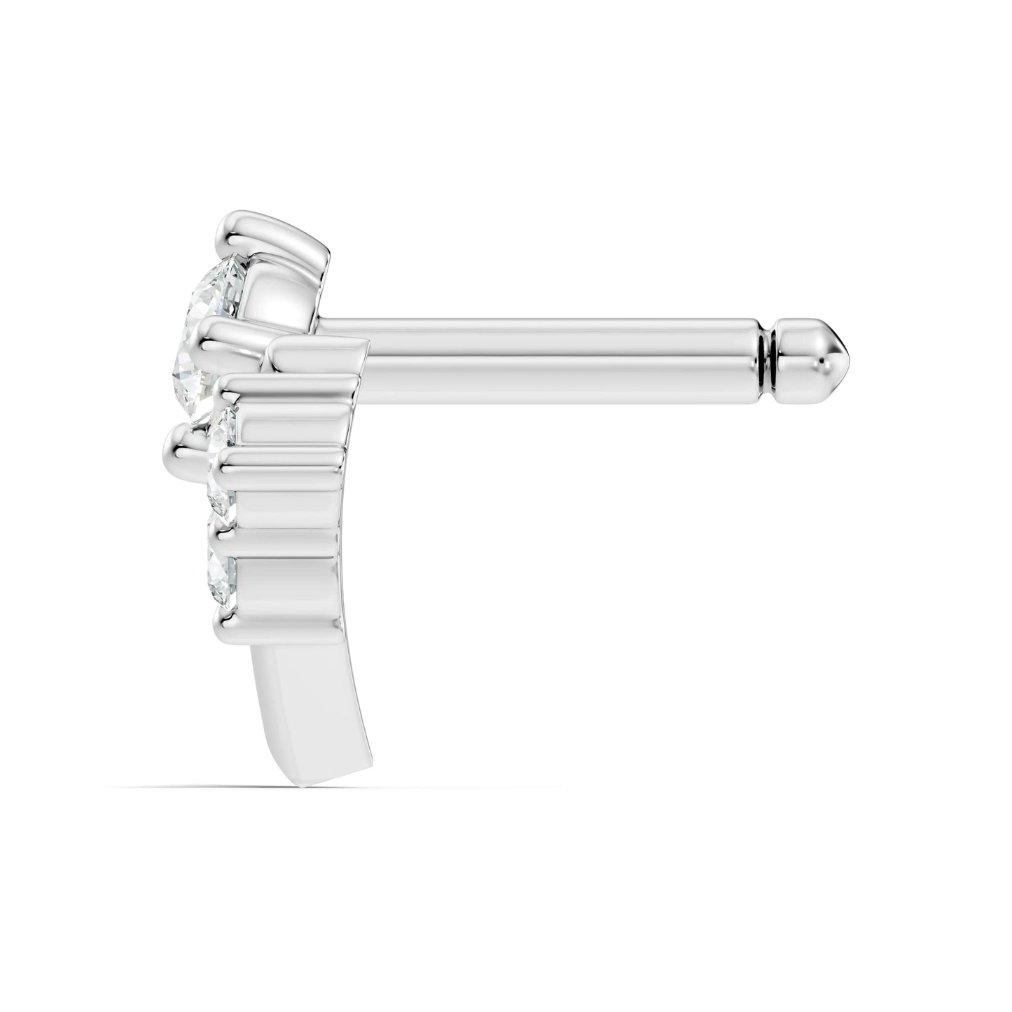 silver V-Glow Diamond Nose Pin