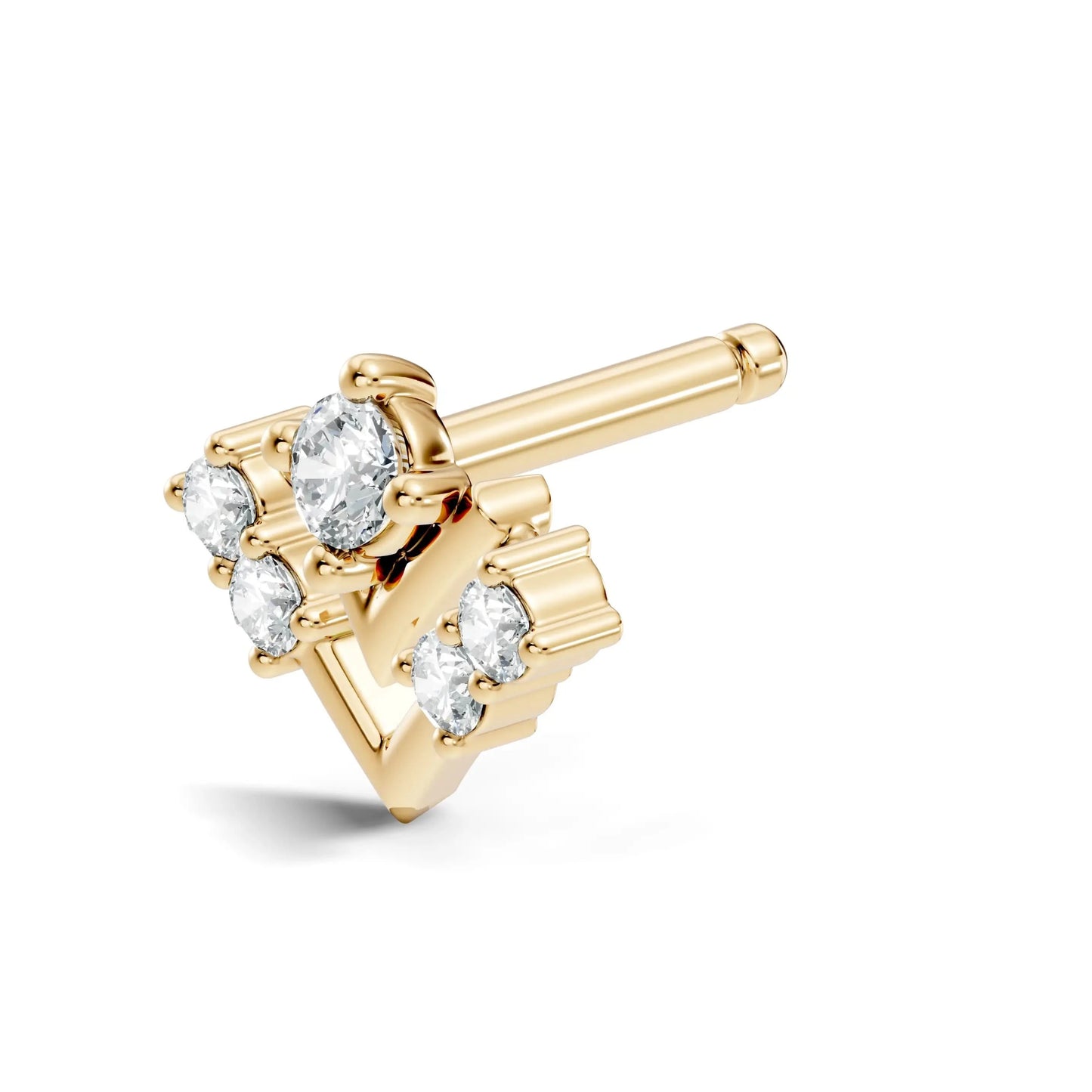 silver V-Glow Diamond Nose Pin