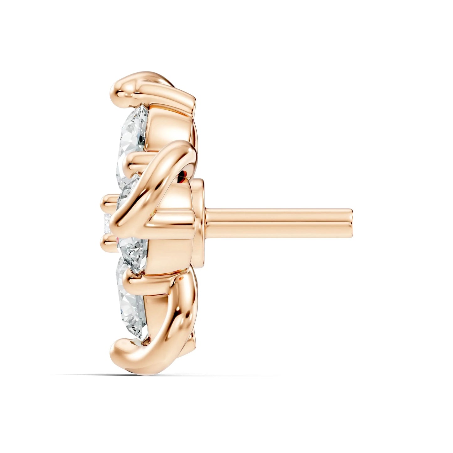 silver Crystal Flower Nose Pin