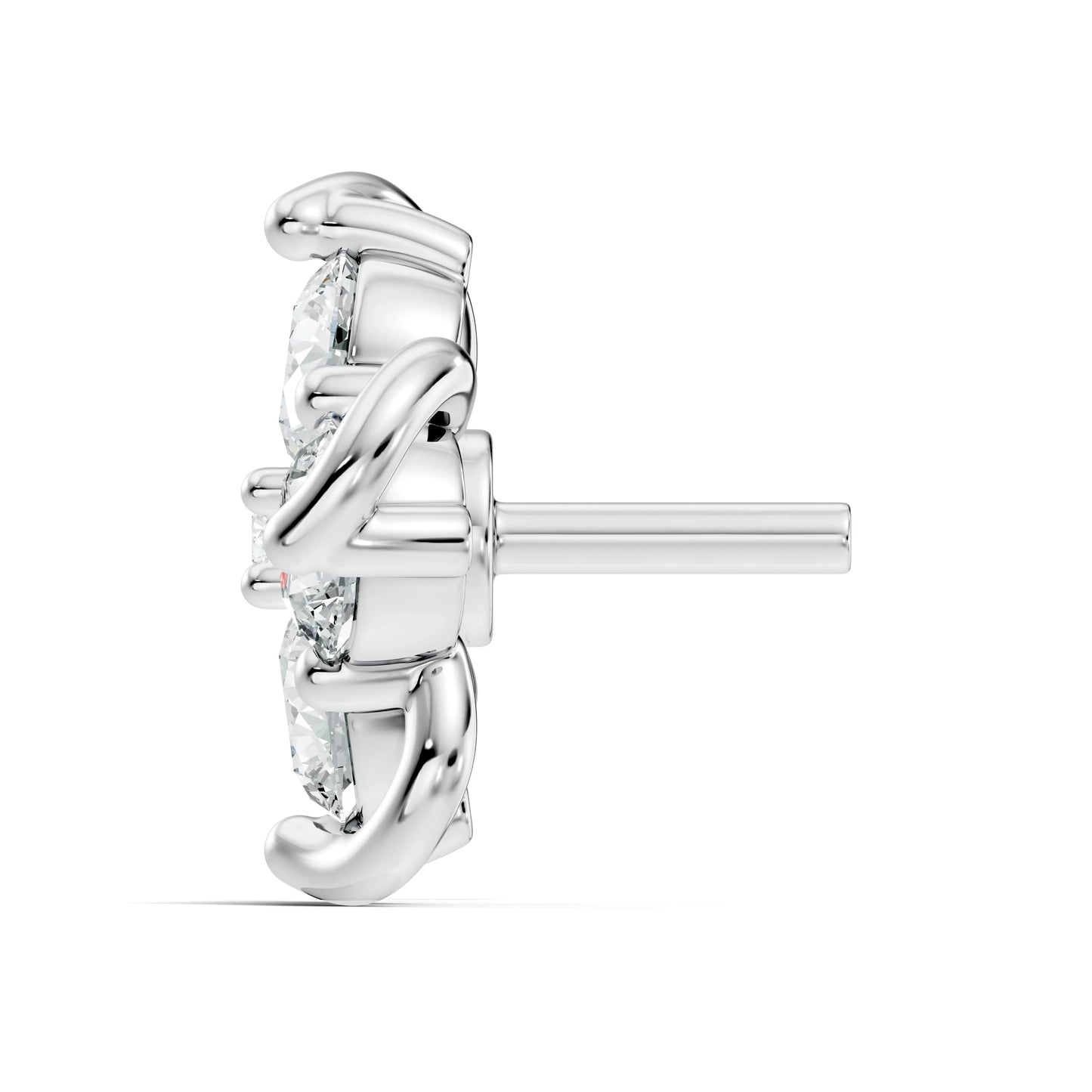 silver Crystal Flower Nose Pin