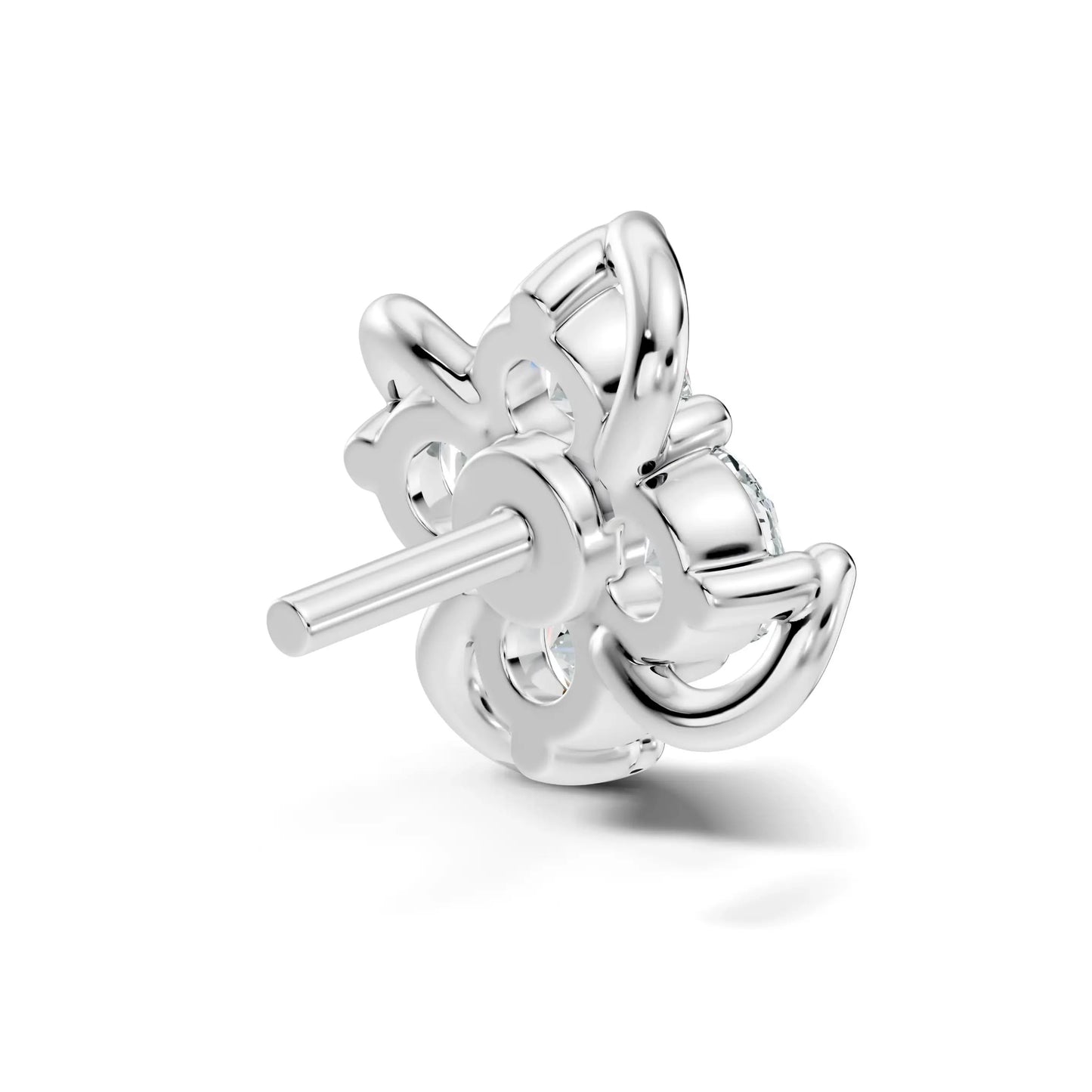 silver Crystal Flower Nose Pin