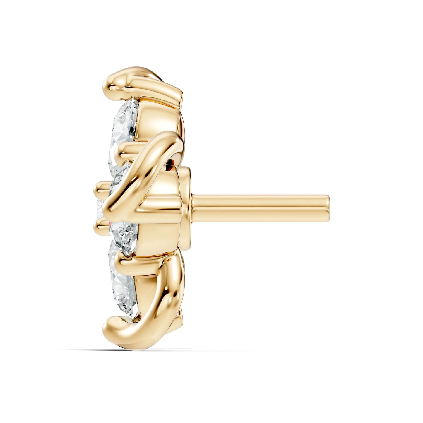 silver Crystal Flower Nose Pin