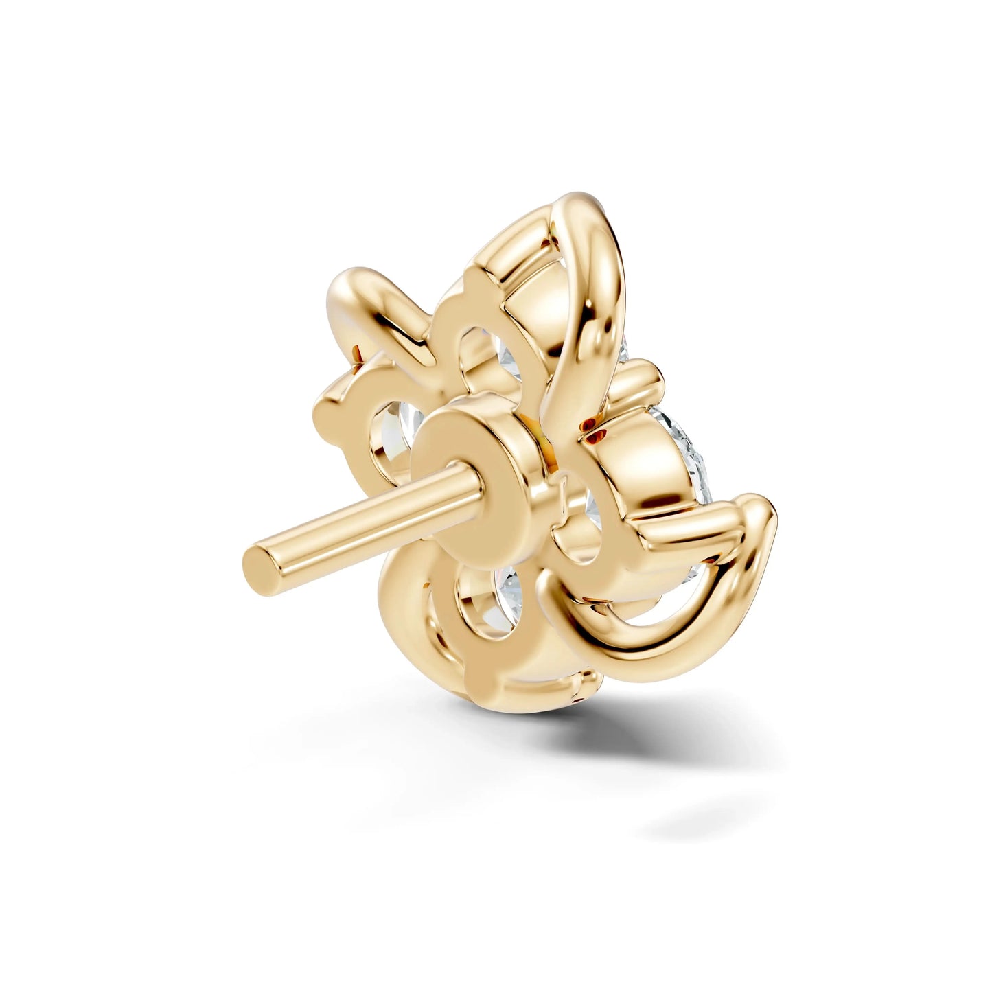 silver Crystal Flower Nose Pin