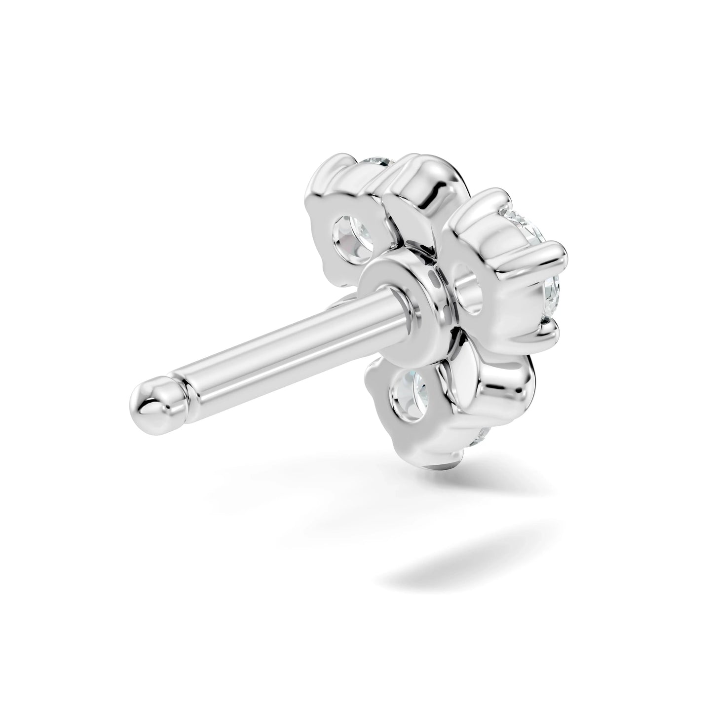 silver Flora Glow Nose Pin