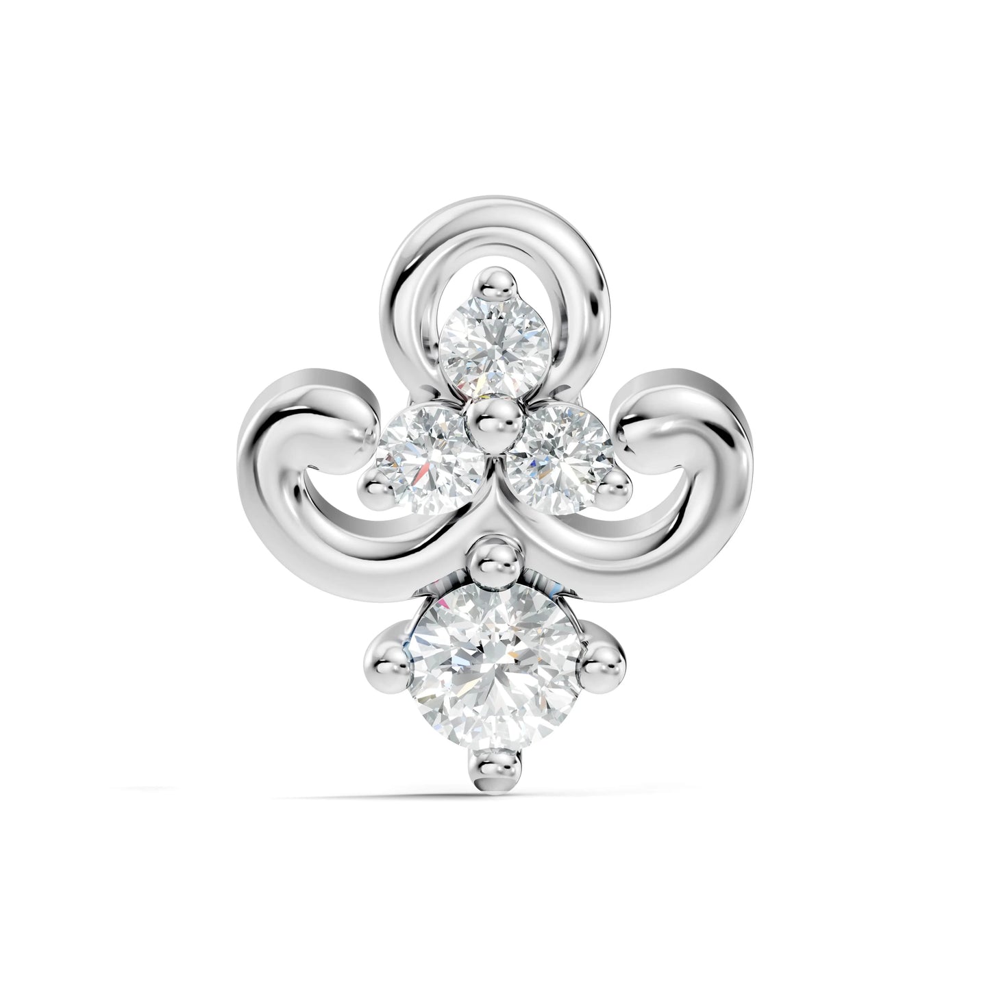 silver Divine Spark Nose Pin