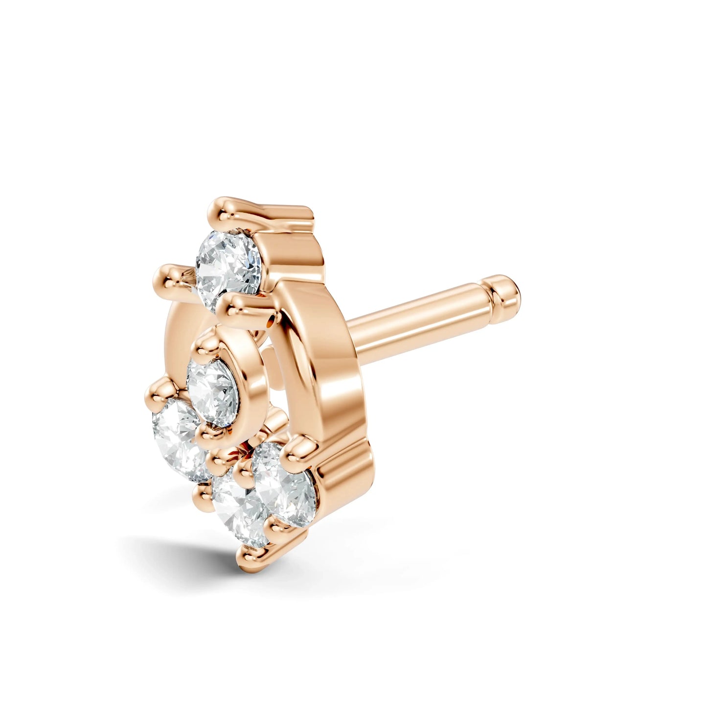 silver Diamond Petal Nose Pin