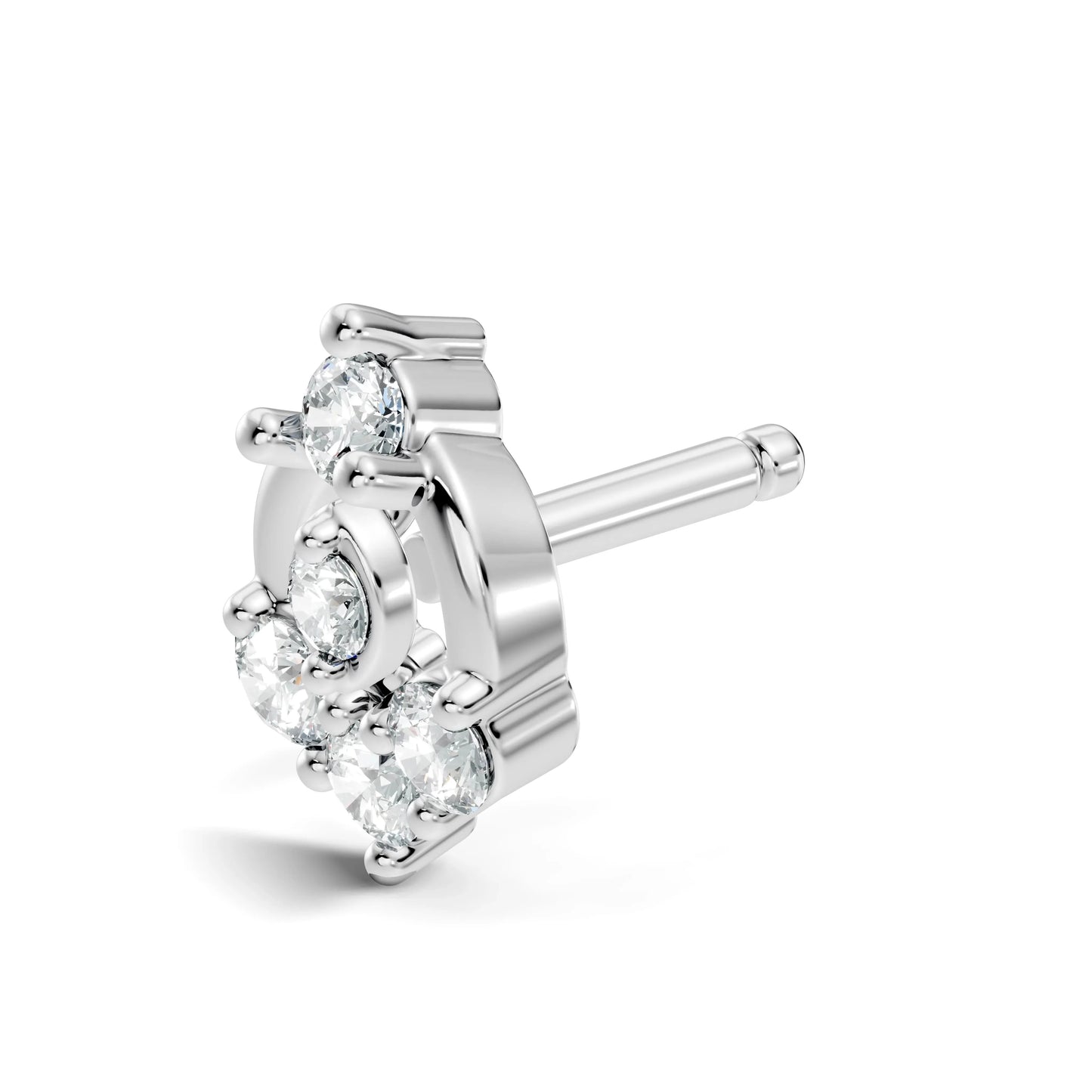 silver Diamond Petal Nose Pin