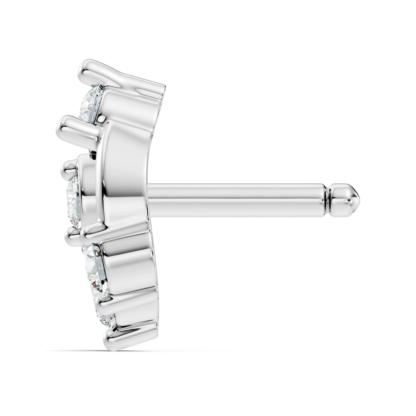 silver Diamond Petal Nose Pin