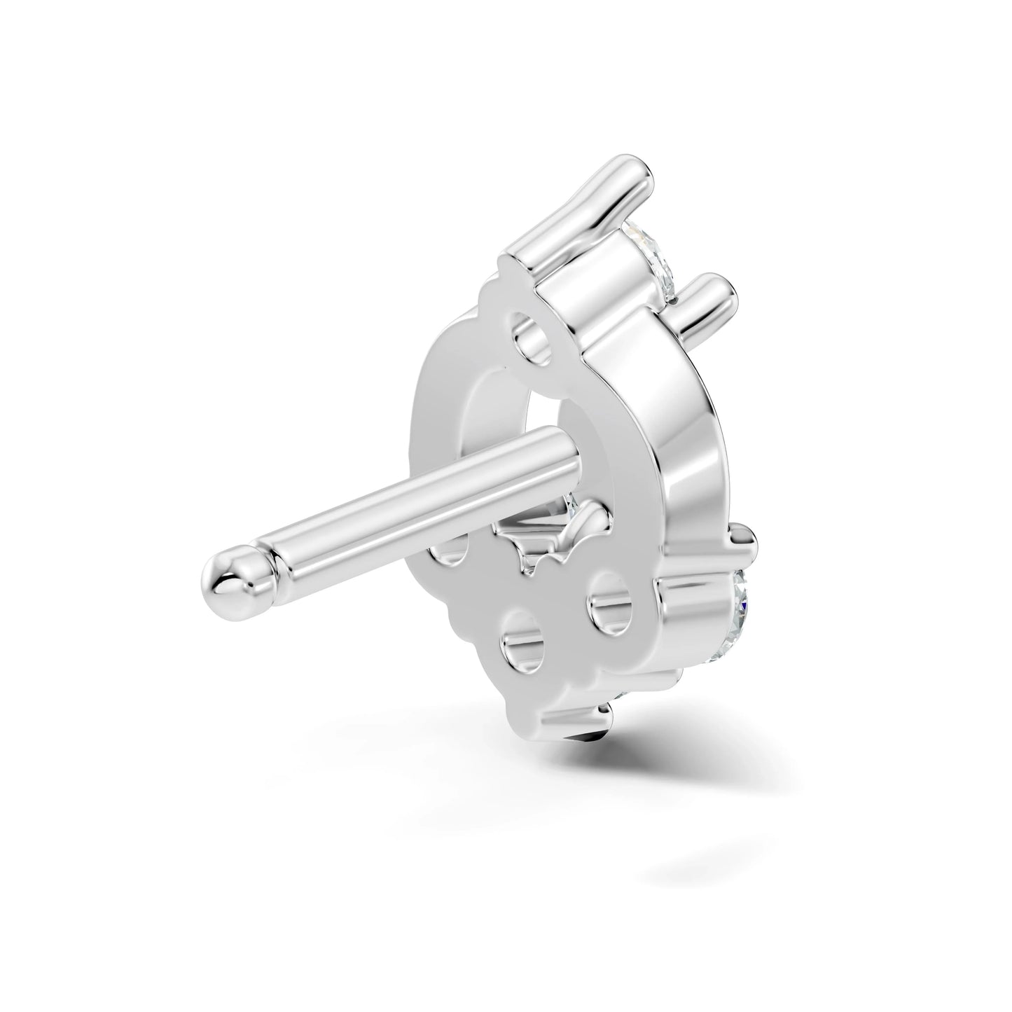 silver Diamond Petal Nose Pin