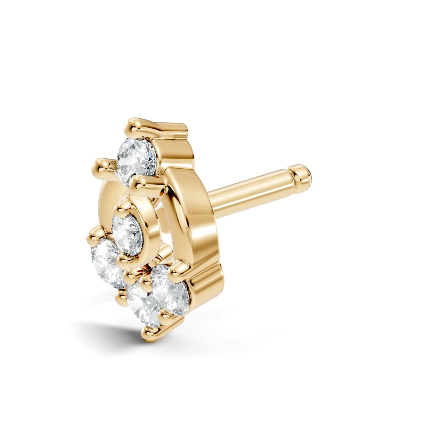 silver Diamond Petal Nose Pin