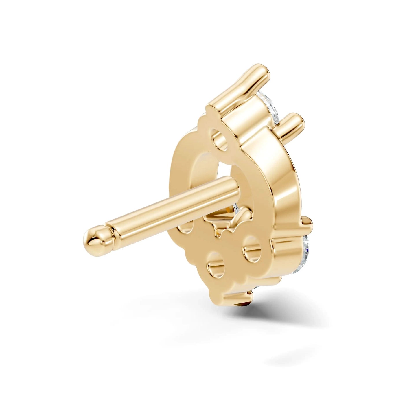 silver Diamond Petal Nose Pin