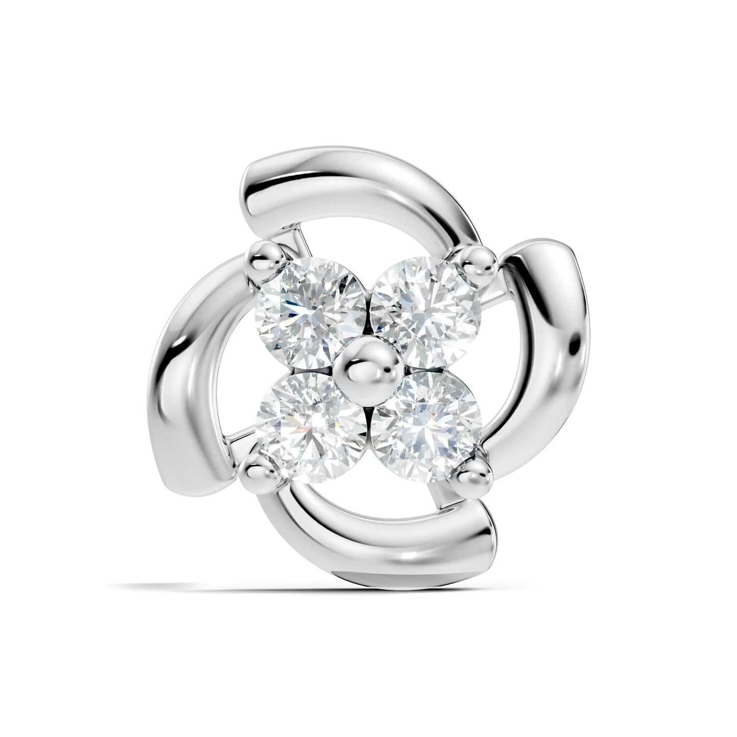 silver Celeste Floral Nose Pin