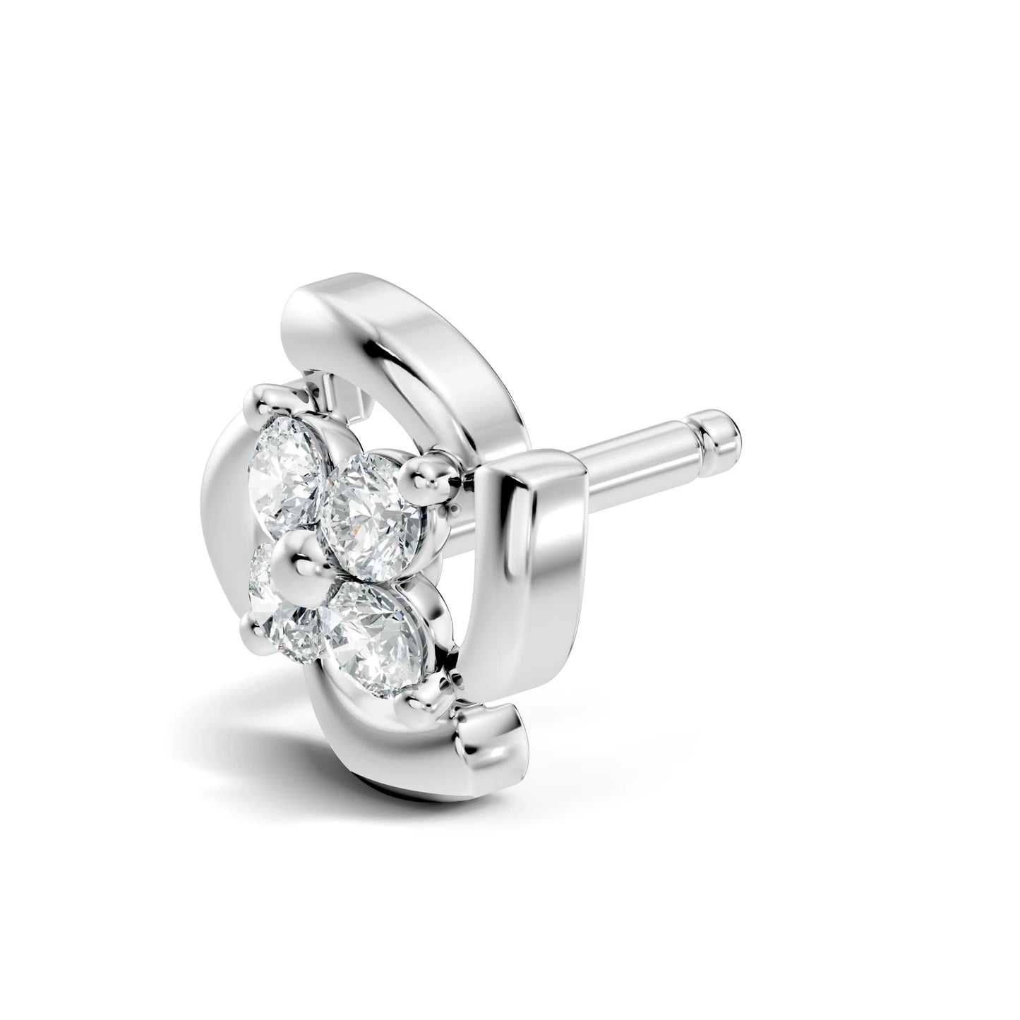 silver Celeste Floral Nose Pin