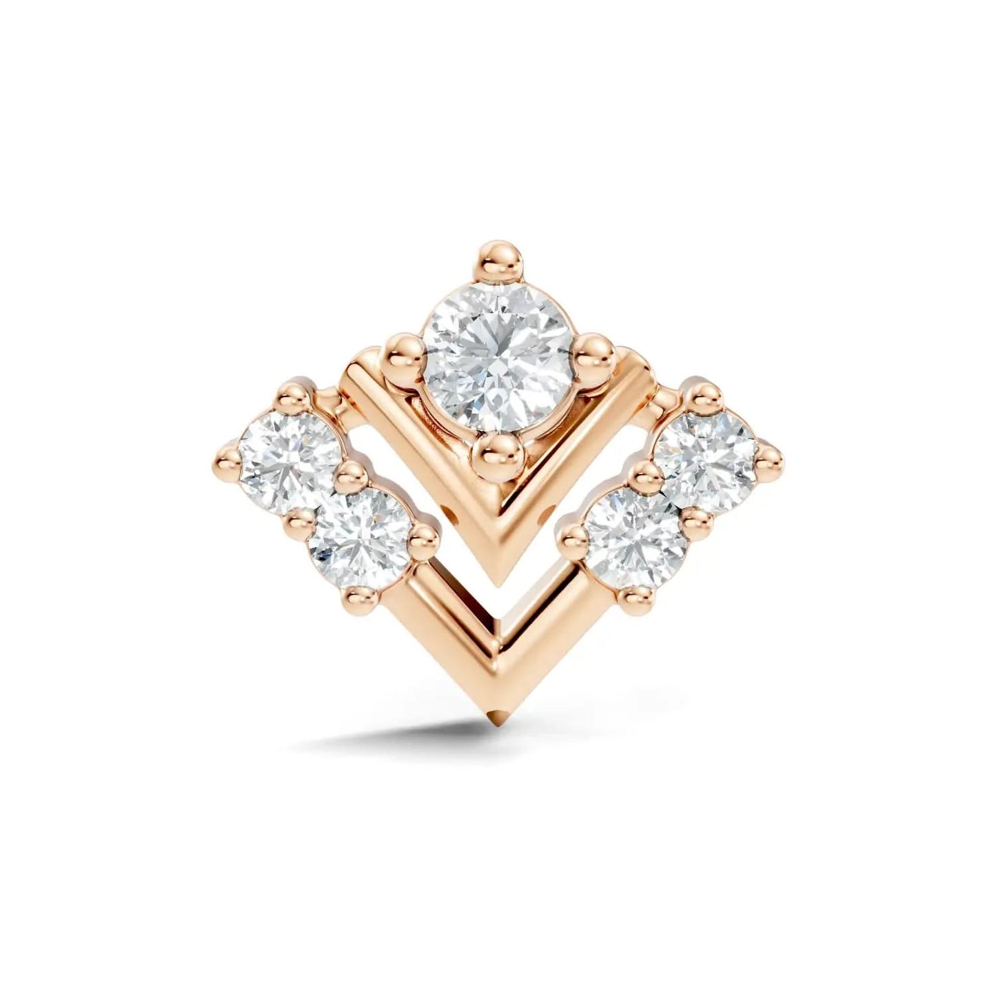 silver V-Glow Diamond Nose Pin