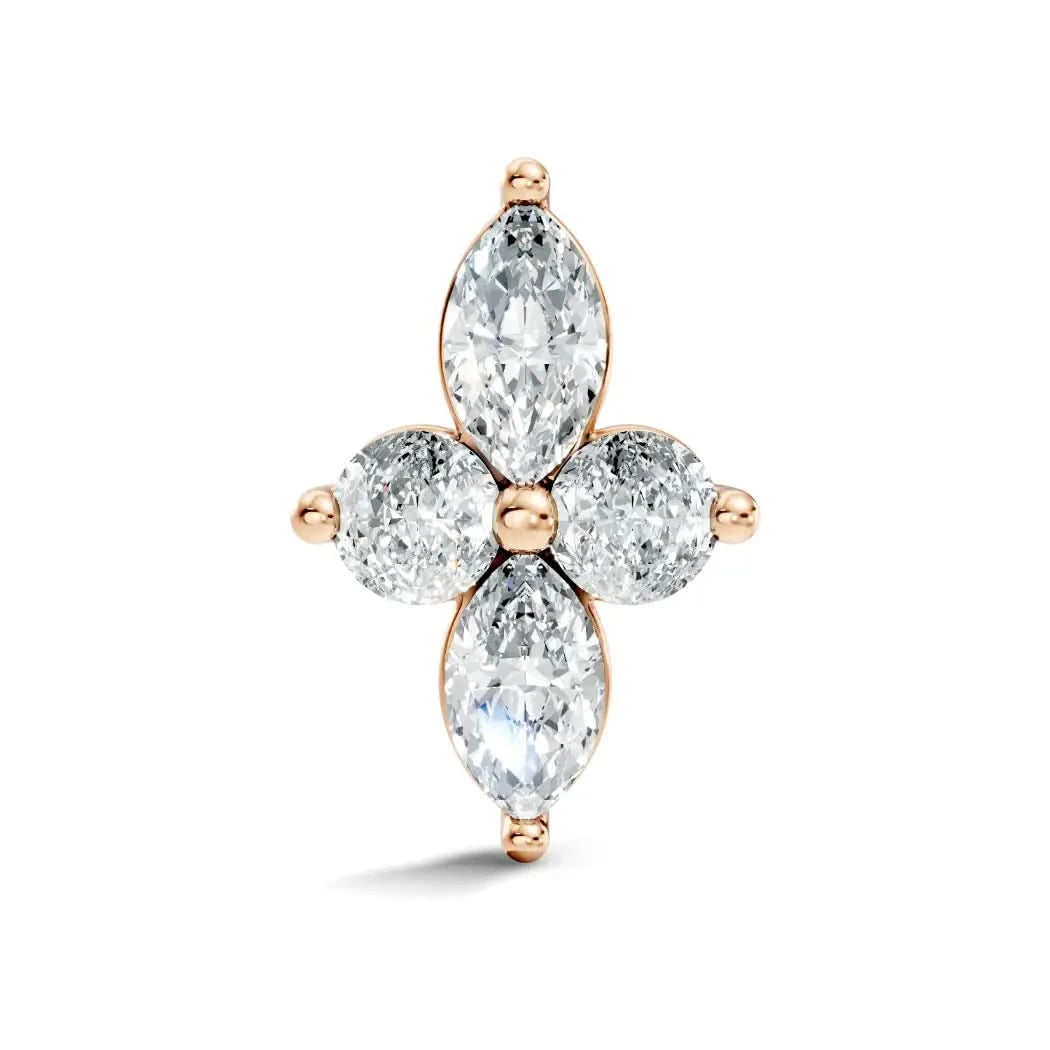 silver Marquise Bloom Nose Pin