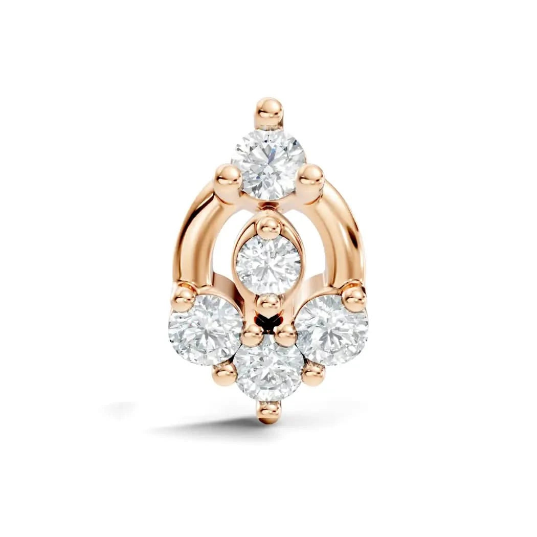 silver Diamond Petal Nose Pin